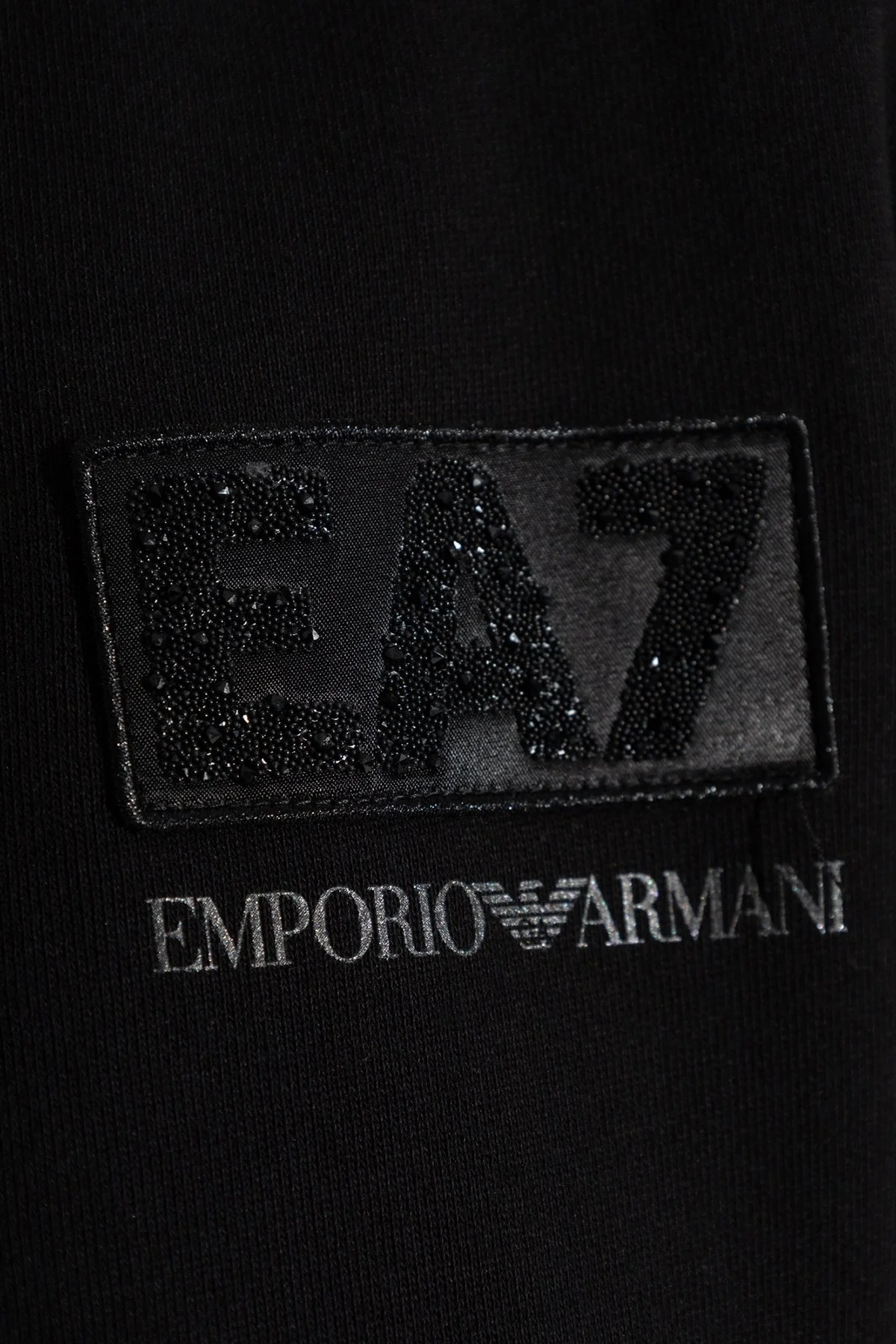 EA7 Logolu Streç Pamuklu Regular Fit Kolej Yaka Kadın Sweat 7W000178 AF12473 UC001 SİYAH - 4