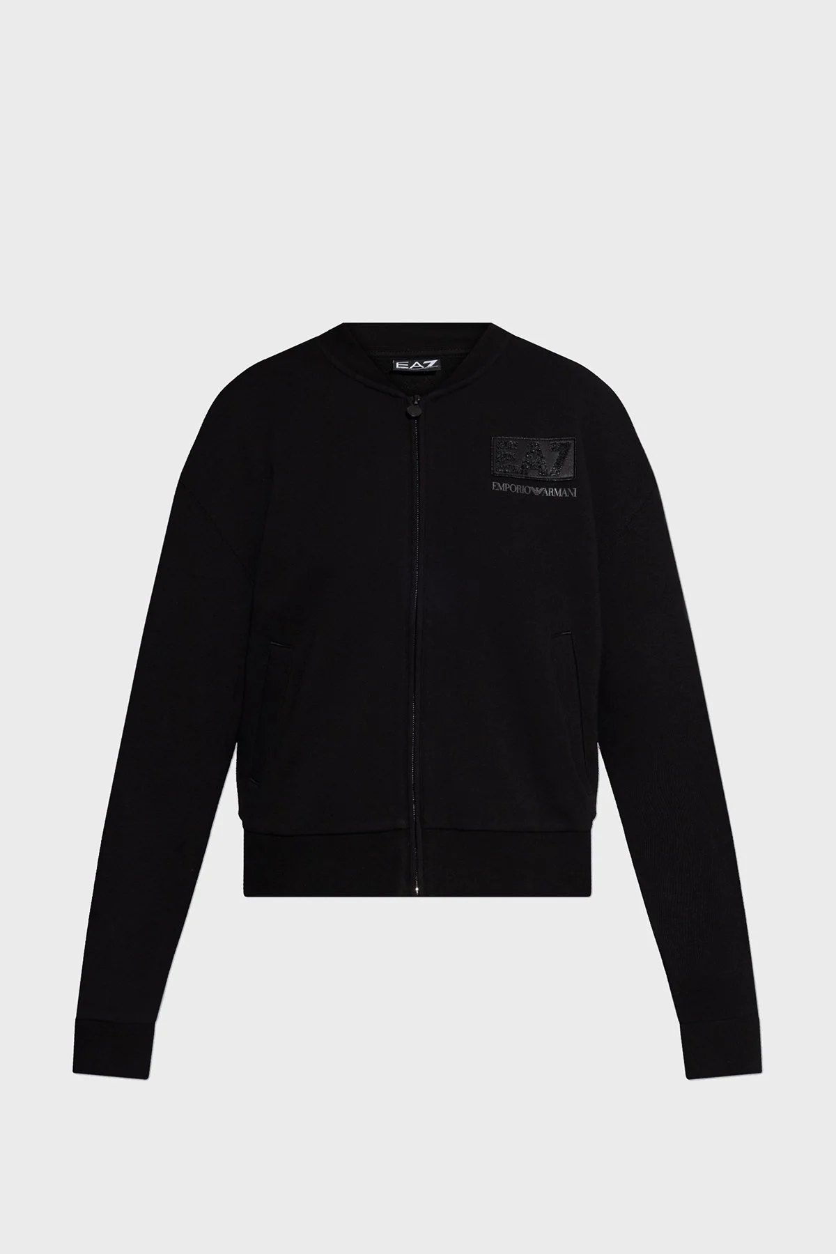 EA7 Logolu Streç Pamuklu Regular Fit Kolej Yaka Kadın Sweat 7W000178 AF12473 UC001 SİYAH - 5