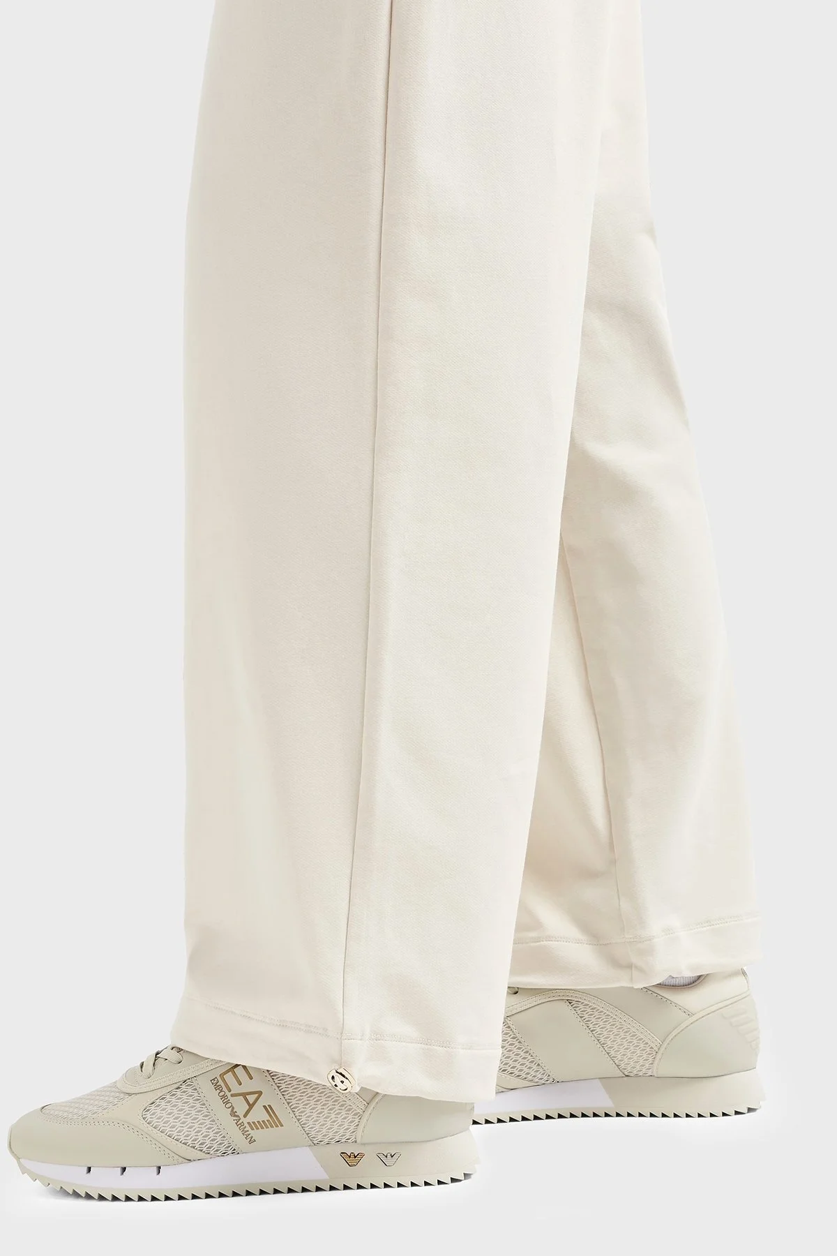 EA7 Logolu Streç Pamuklu Relaxed Fit Kapüşonlu Bayan Eşofman Takımı 7W000086 AF13135 U1112 KREM - 5