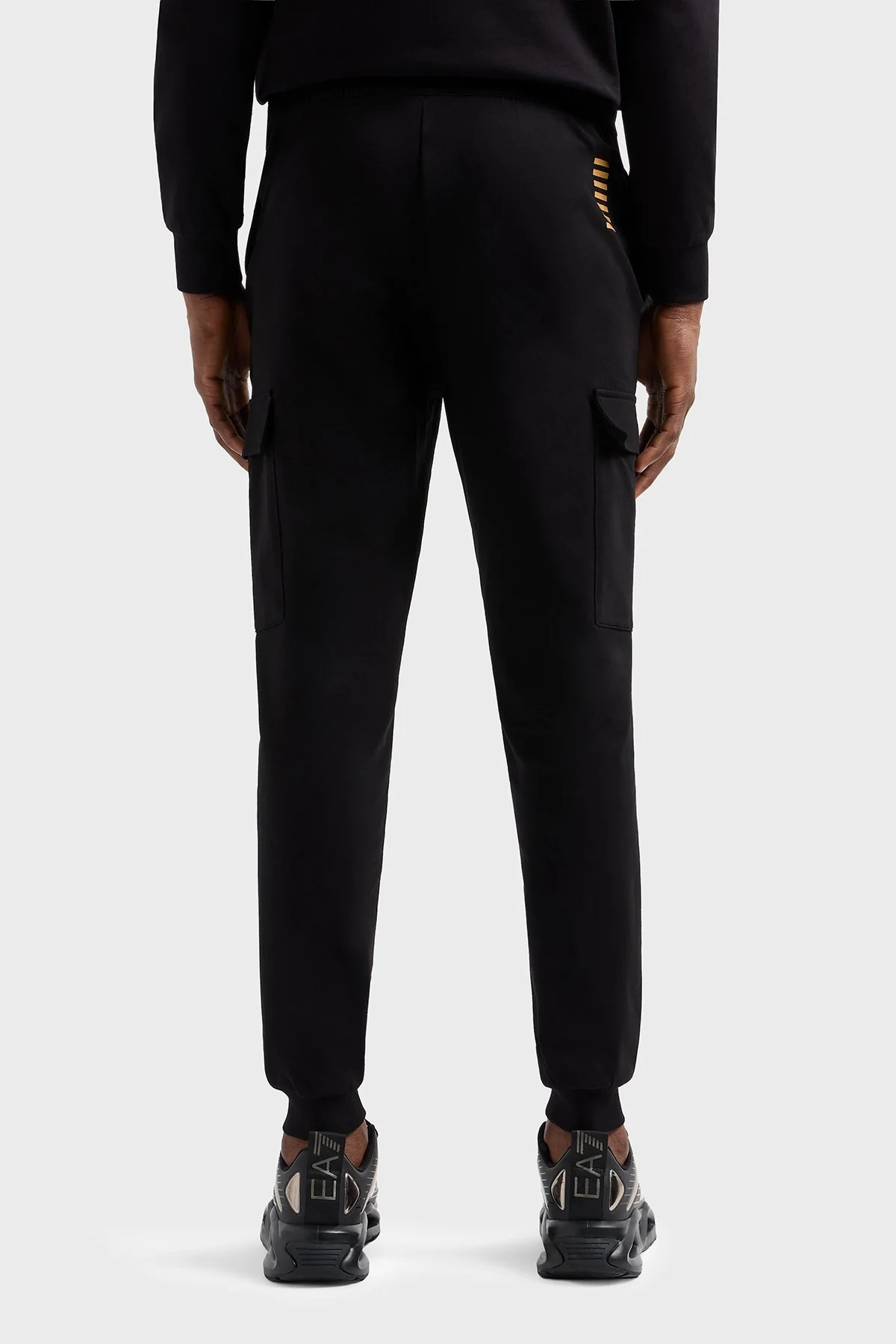 EA7 Logolu Streç Pamuklu Slim Fit Yüksek Bel Kargo Cepli Jogger Erkek Pantolon 8NPP67 PJVRZ 0208 SİYAH - 3