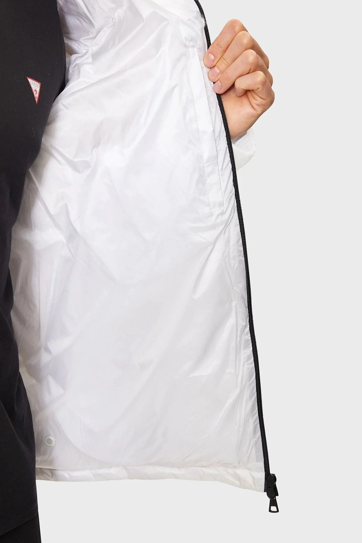 EA7 Logolu Su İtici Rüzgar Geçirmez Oversize Fit Çıkarılabilir Kapüşonlu Şişme Erkek Mont 6DPB33 PNEOZ 1100 BEYAZ - 5