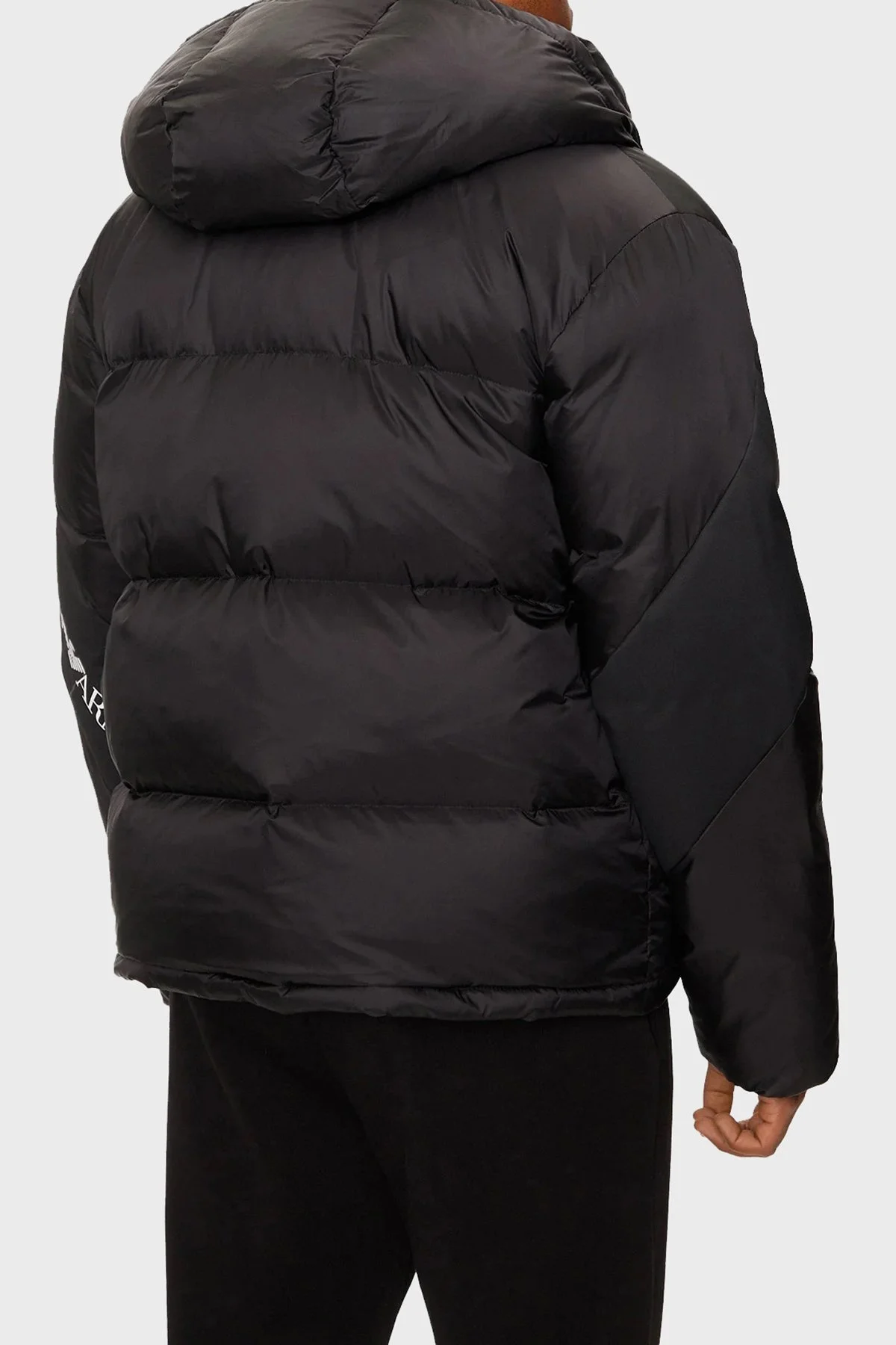 EA7 Logolu Su İtici Rüzgar Geçirmez Oversize Fit Çıkarılabilir Kapüşonlu Şişme Erkek Mont 6DPB33 PNEOZ 1200 SİYAH - 3