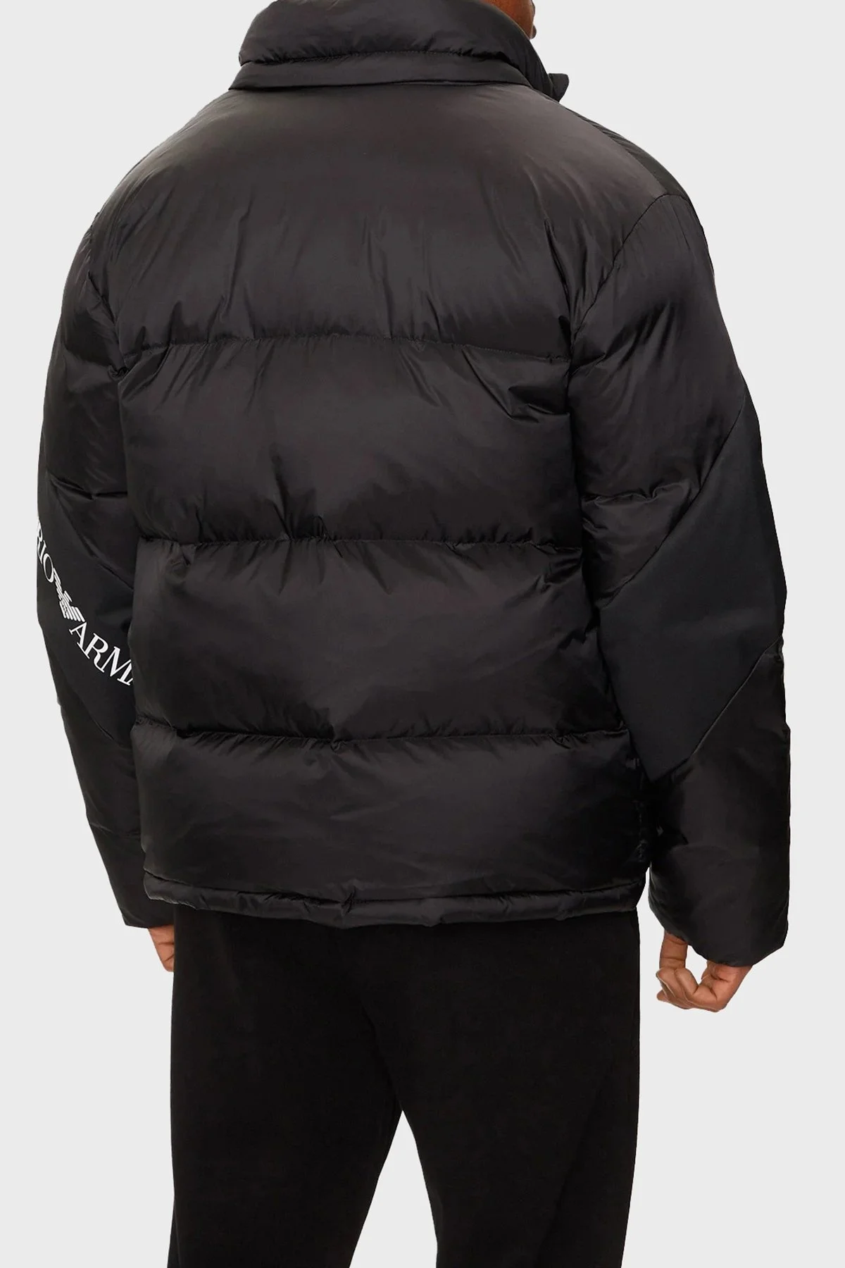 EA7 Logolu Su İtici Rüzgar Geçirmez Oversize Fit Çıkarılabilir Kapüşonlu Şişme Erkek Mont 6DPB33 PNEOZ 1200 SİYAH - 4