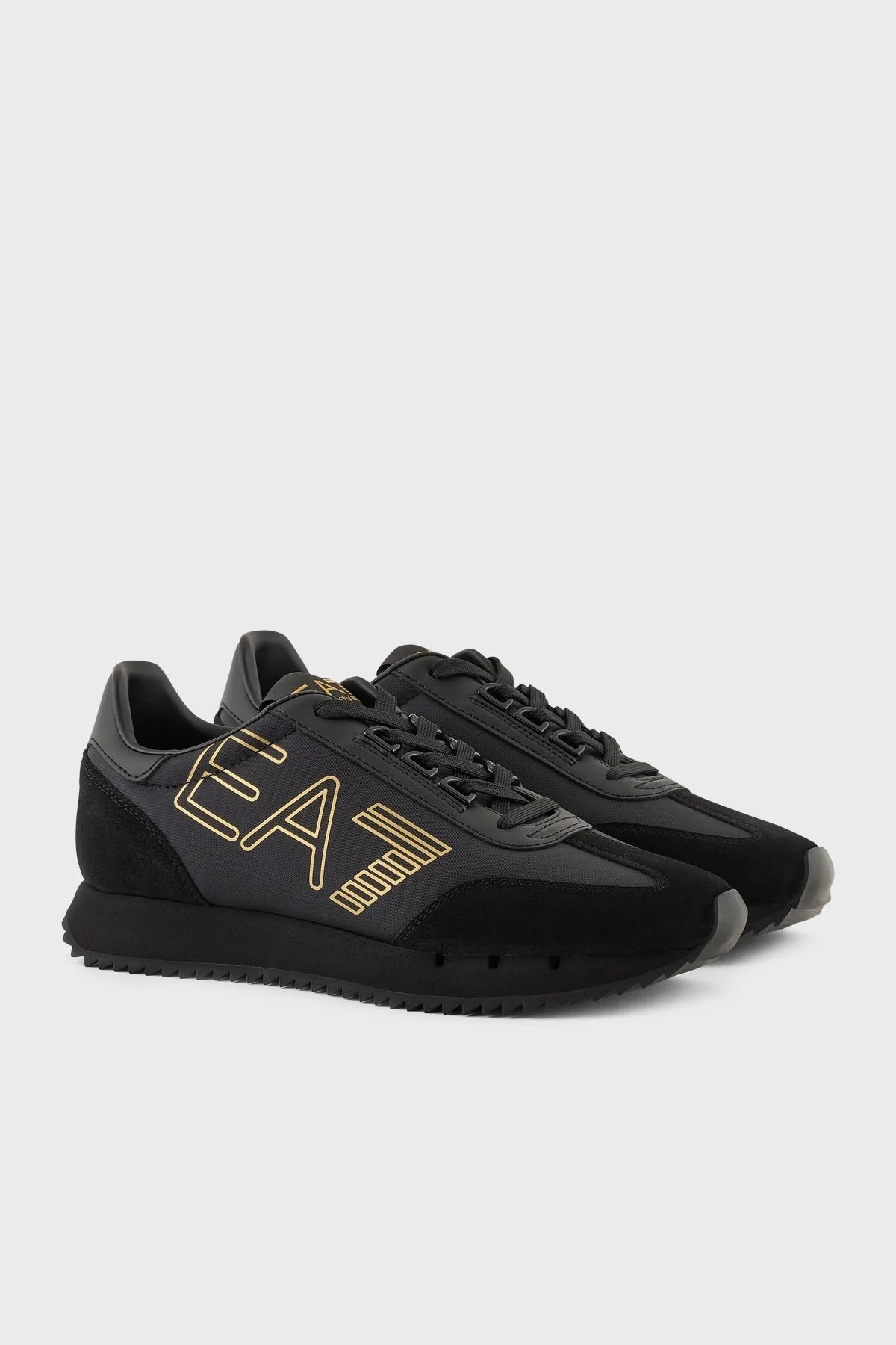 EA7 Logolu Süet Detaylı Sneaker Unisex Ayakkabı X8X101 XK257 M701 SİYAH-GOLD - 8