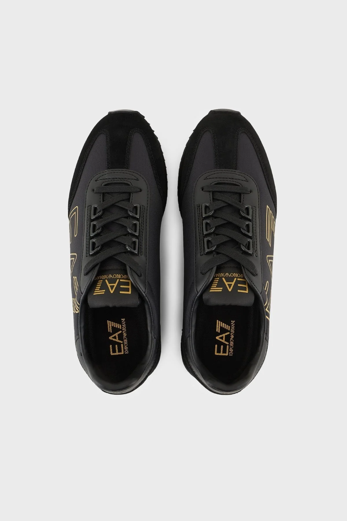 EA7 Logolu Süet Detaylı Sneaker Unisex Ayakkabı X8X101 XK257 M701 SİYAH-GOLD - 9