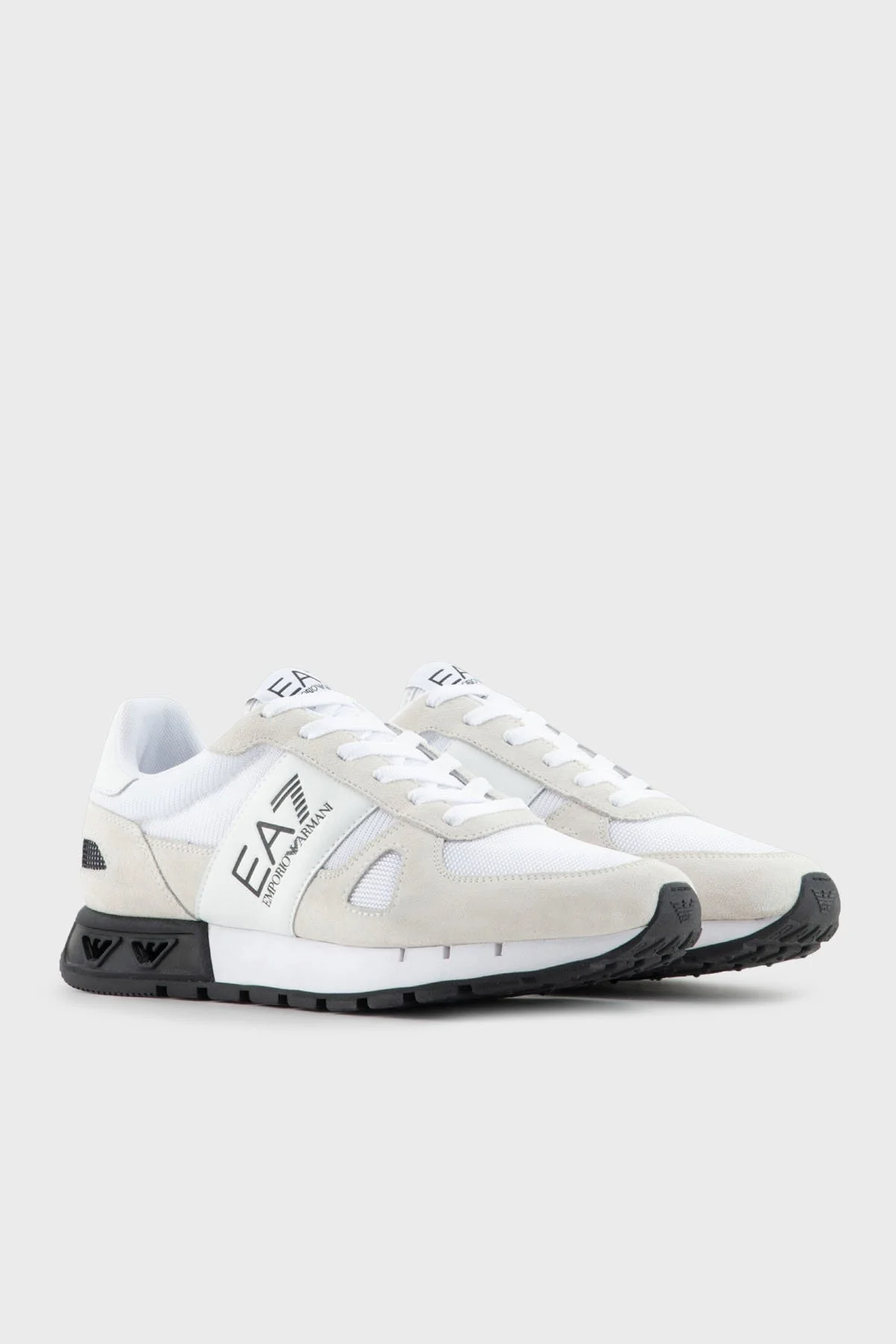 EA7 Logolu Süet Detaylı Sneaker Unisex Ayakkabı X8X151 XK354 S271 BEYAZ-SİYAH - 8