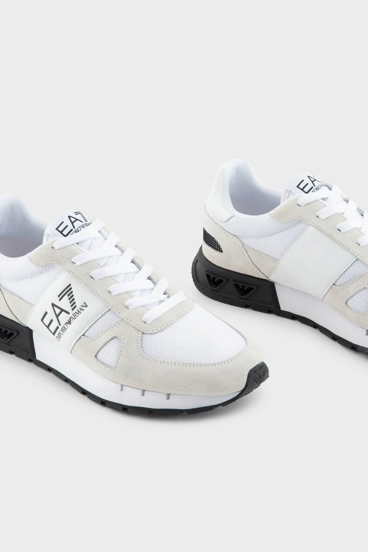 EA7 Logolu Süet Detaylı Sneaker Unisex Ayakkabı X8X151 XK354 S271 BEYAZ-SİYAH - 10
