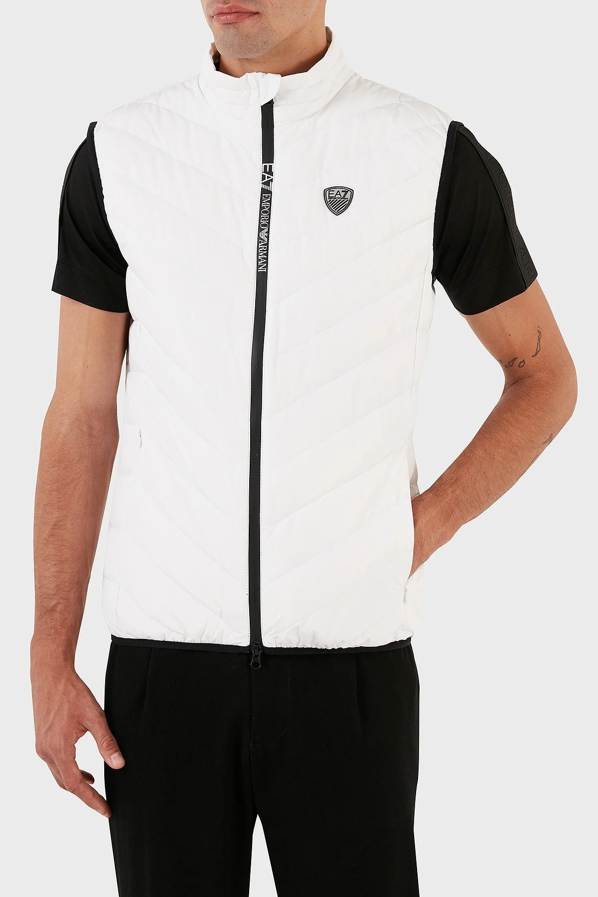 EA7 Logolu Suya ve Soğuğa Dayanıklı Kuş Tüyü Dolgulu Regular Fit Şişme Erkek Yelek 8NPQ02 PNE1Z 1100 BEYAZ - 3