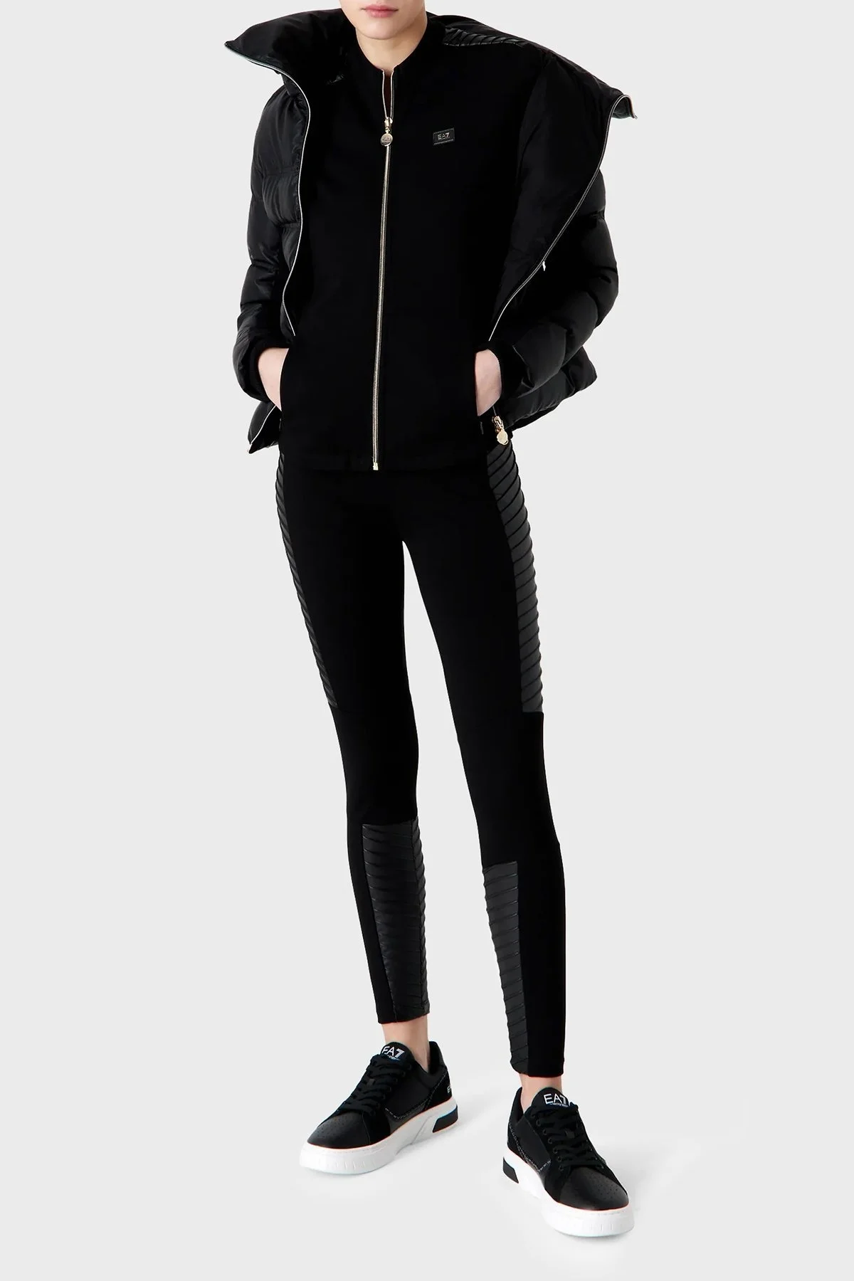 EA7 Logolu Yüksek Yaka Slim Fit Bayan Mont 6RTB32 TNDMZ 1200 SİYAH - 3