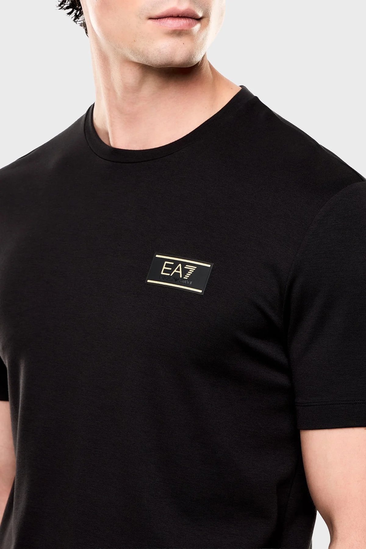 EA7 Logolu Yuvarlak Yaka Erkek T Shirt 7M001331 AF13739 UC001 SİYAH - 4