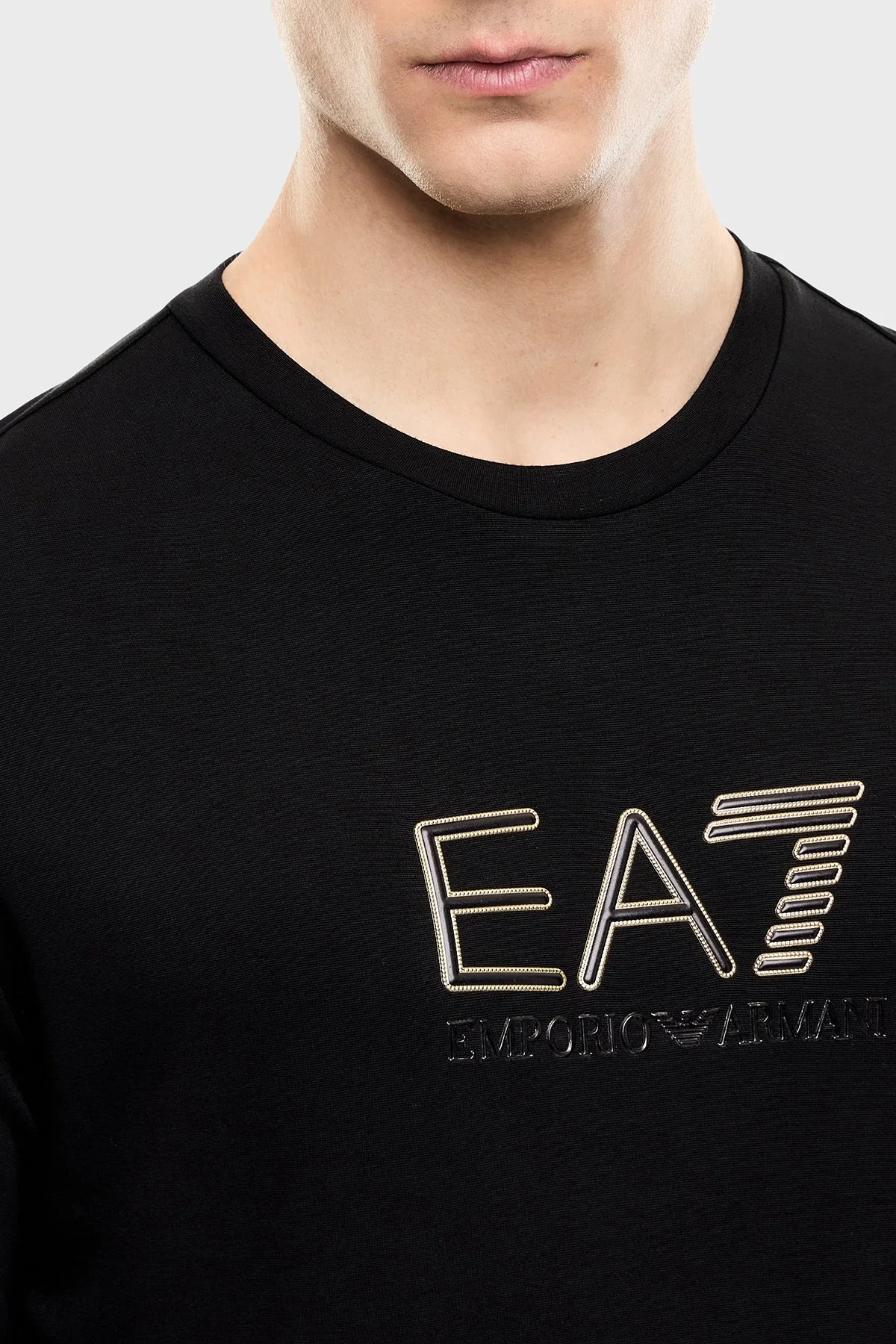 EA7 Logolu Yuvarlak Yaka Erkek T Shirt 7M002239 AF13739 UC001 Siyah - 3