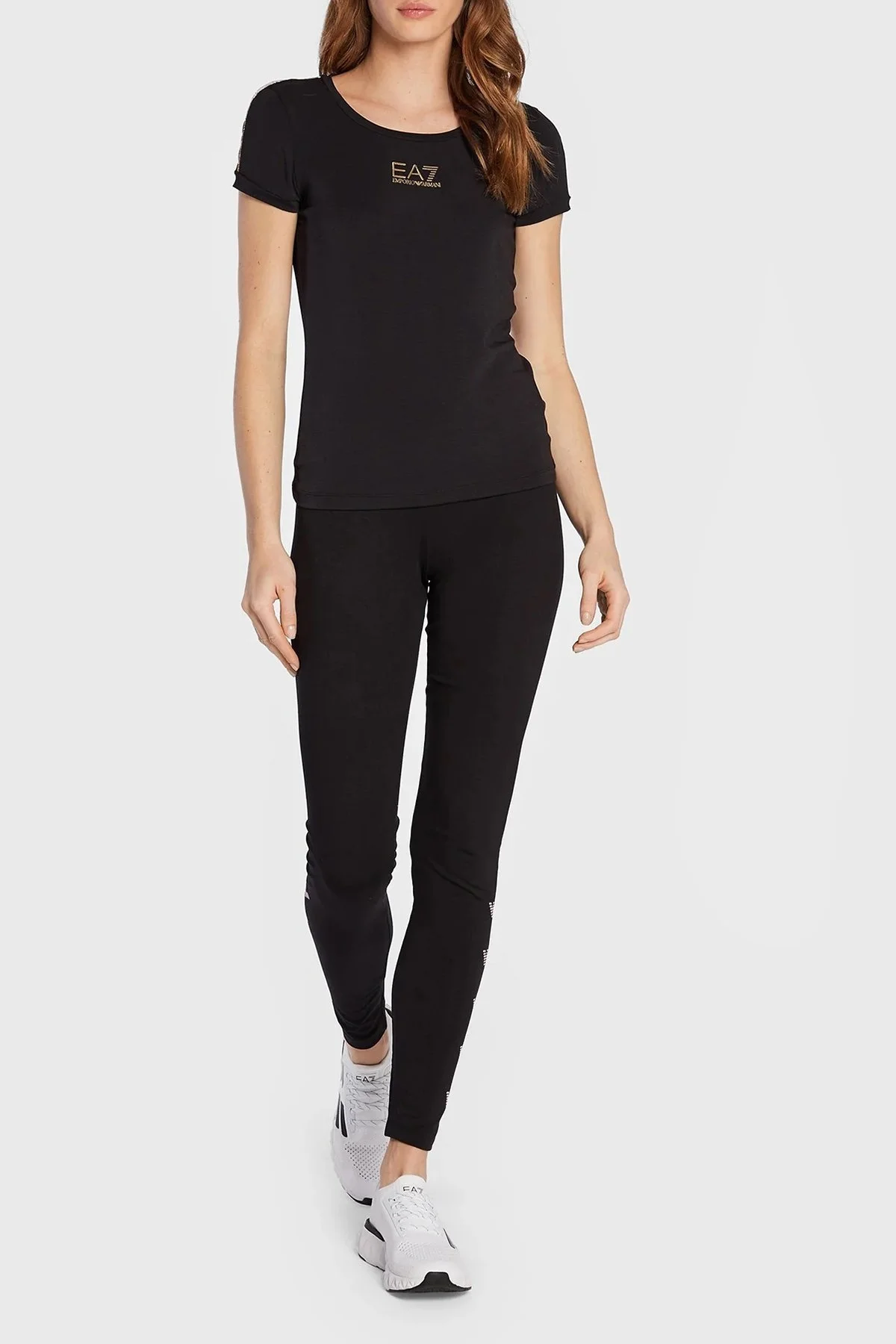 EA7 Logolu Yuvarlak Yaka Slim Fit Bayan T Shirt 6LTT17 TJCYZ 1200 SİYAH - 2