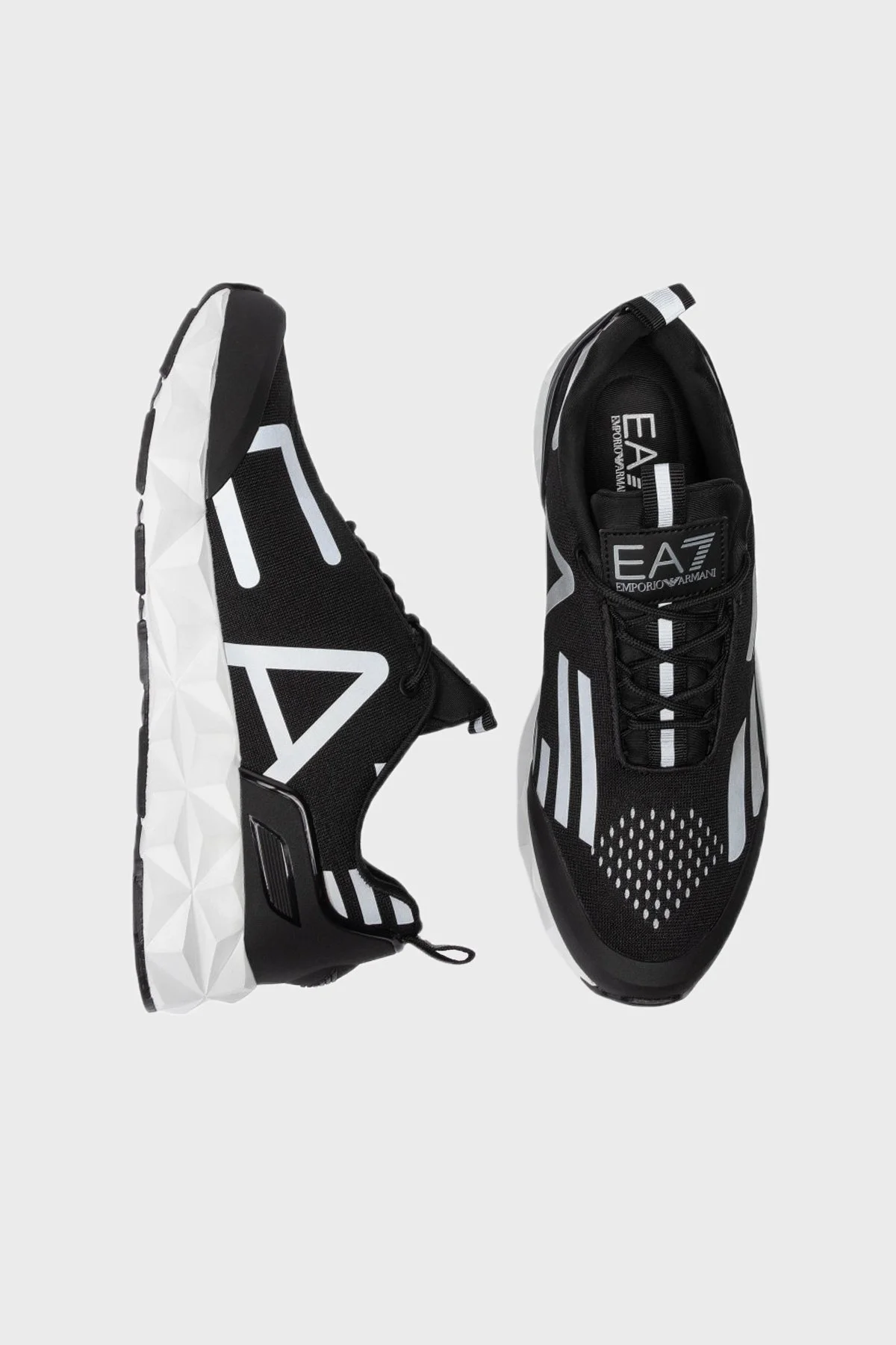 EA7 Logolu Sneaker Unisex Ayakkabı X8X033 XCC52 N629 SİYAH-GÜMÜŞ - 5