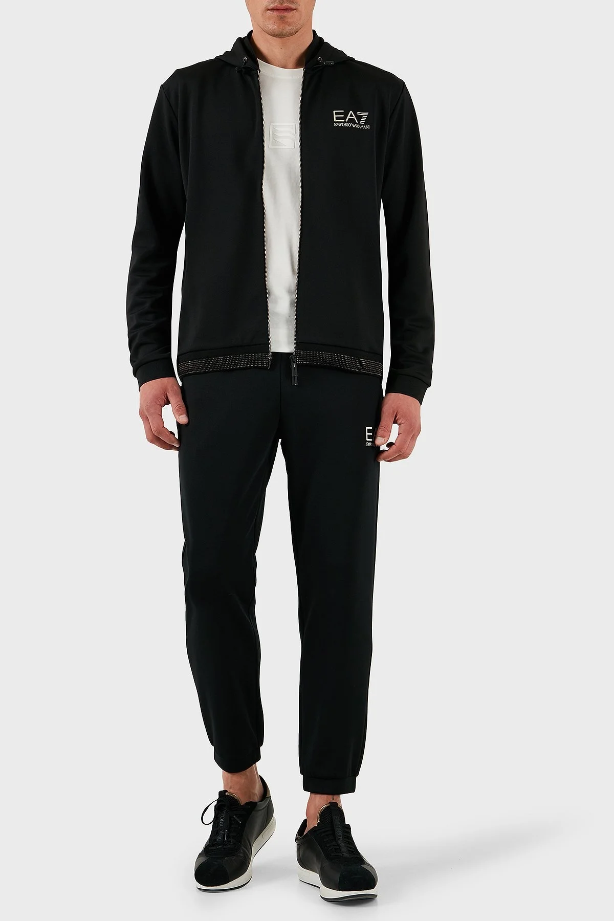 EA7 Modal Karışımlı Regular Fit Taş Detaylı Kapüşonlu Erkek Sweat 7M000304 AF13740 UC001 SİYAH - 2