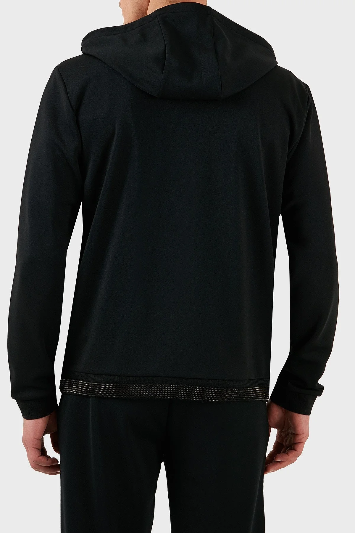 EA7 Modal Karışımlı Regular Fit Taş Detaylı Kapüşonlu Erkek Sweat 7M000304 AF13740 UC001 SİYAH - 3