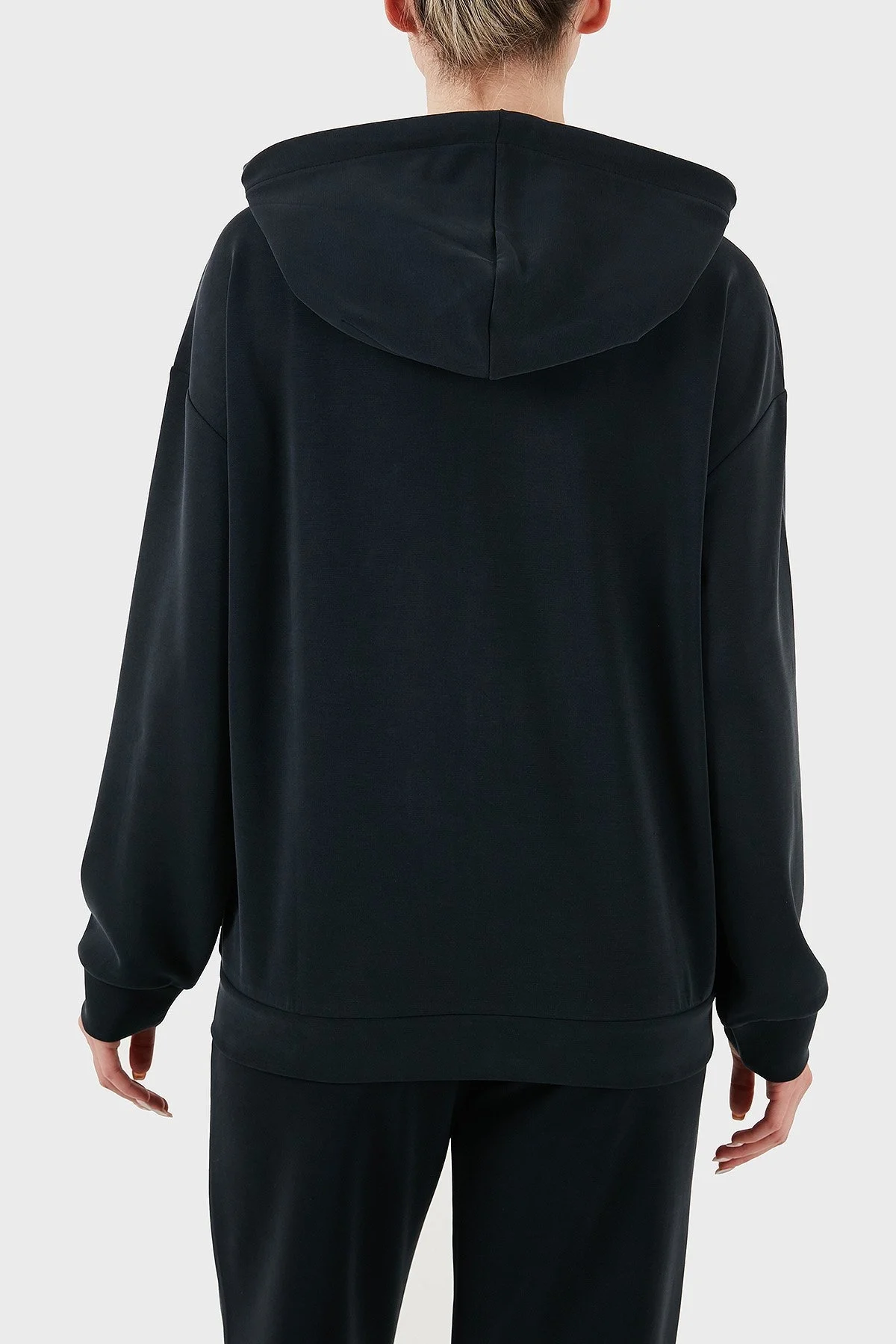 EA7 Modal Karışımlı Relaxed Fit Kapüşonlu Yaka Bayan Sweat 7W000192 AF12643 UC001 SİYAH - 3