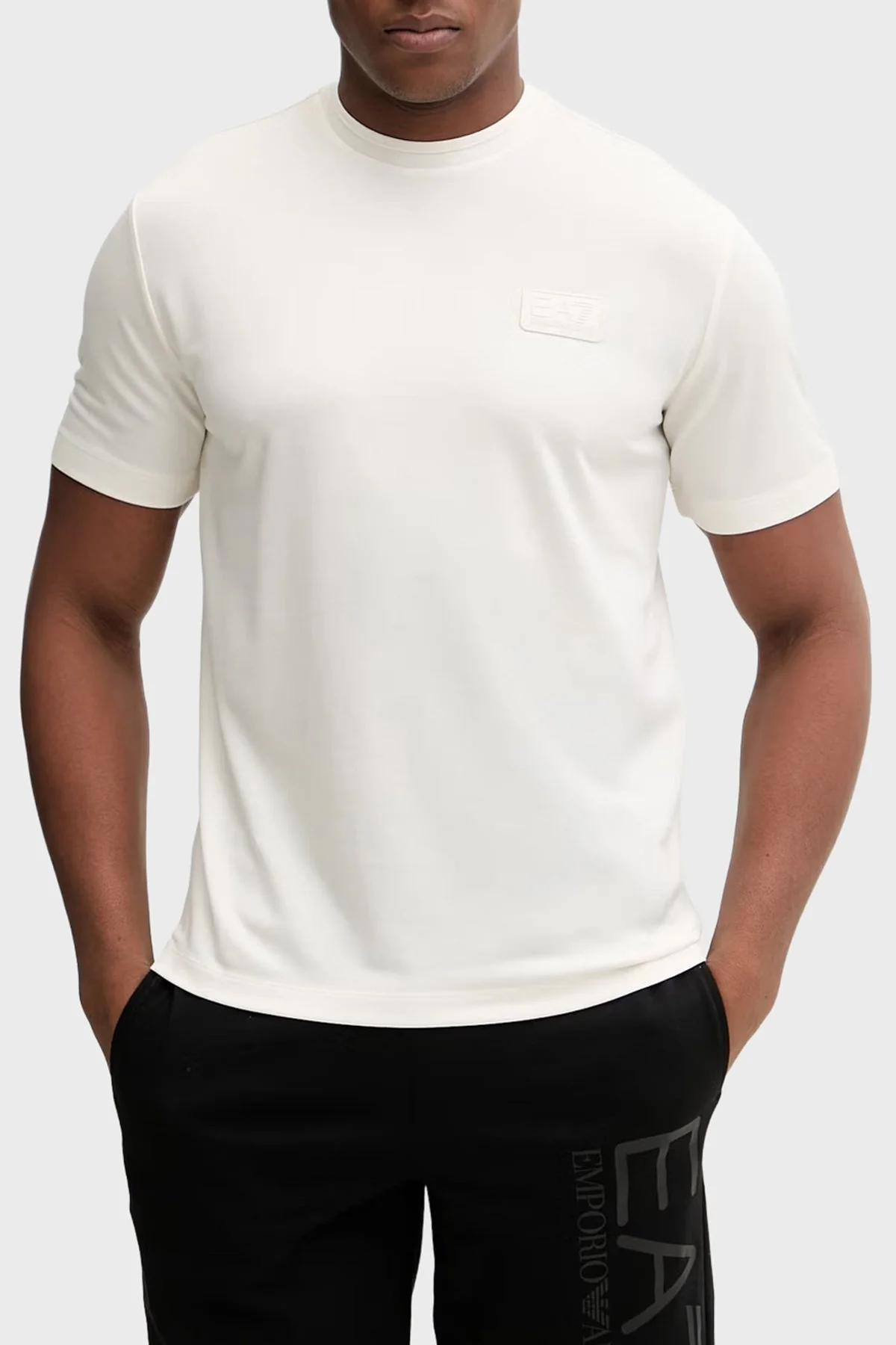 EA7 Modal Regular Fit Logolu Bisiklet Yaka Erkek T Shirt 7M001357 AF13862 U0004 BEYAZ - 1