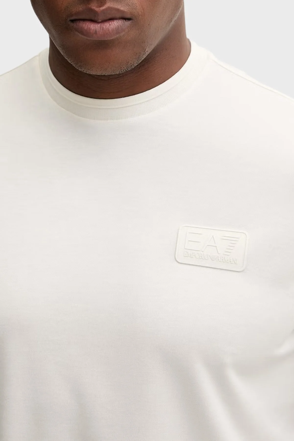 EA7 Modal Regular Fit Logolu Bisiklet Yaka Erkek T Shirt 7M001357 AF13862 U0004 BEYAZ - 4