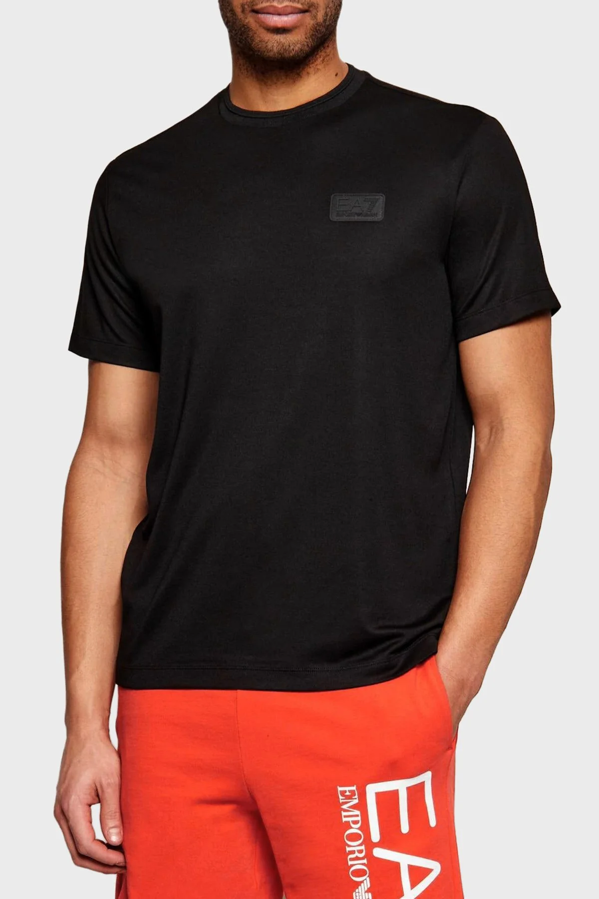 EA7 Modal Regular Fit Logolu Bisiklet Yaka Erkek T Shirt 7M001357 AF13862 UC001 SİYAH - 1