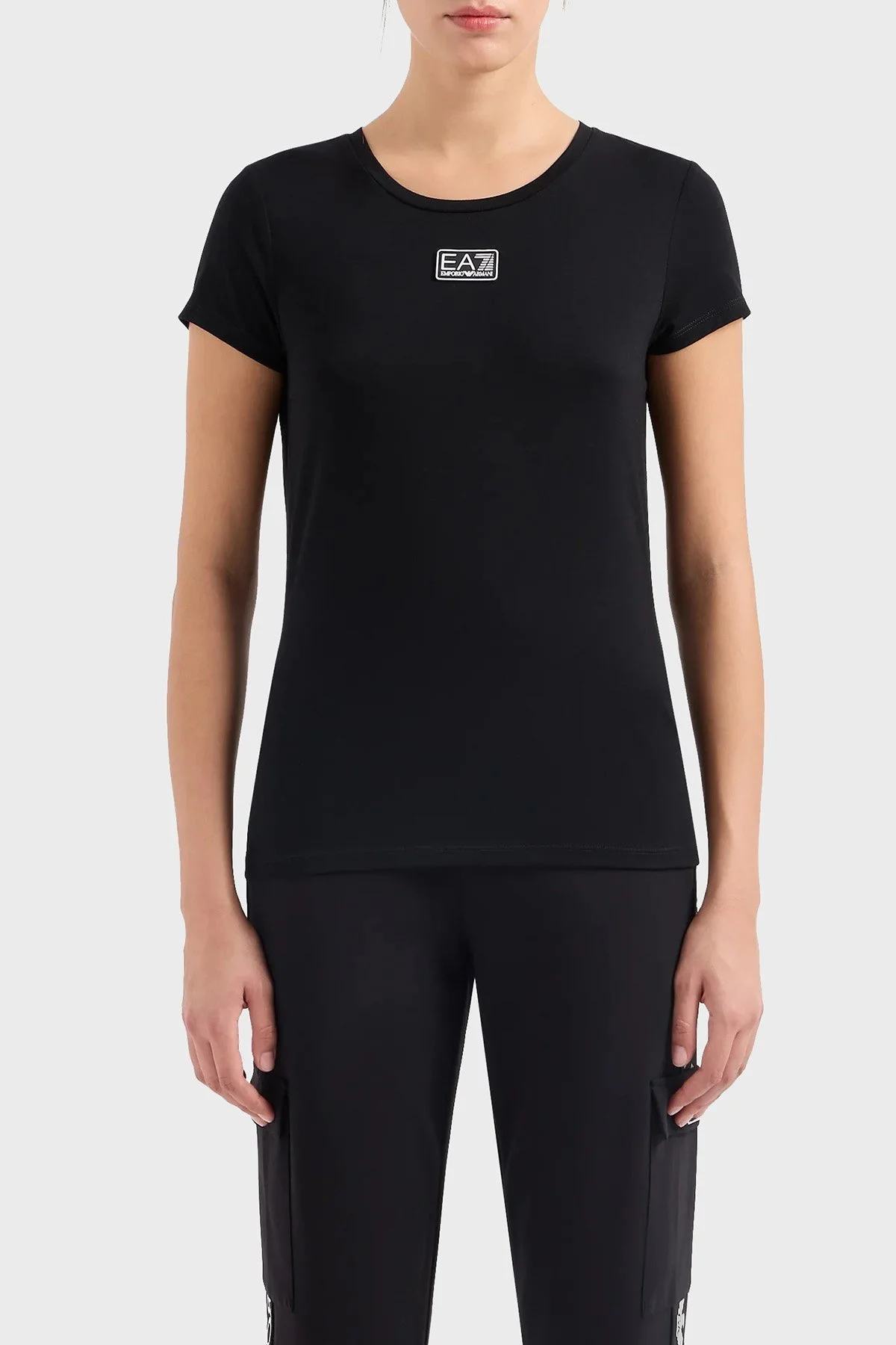 EA7 Natural Ventus7 Regular Fit Bisiklet Yaka Bayan T Shirt 3DTT17 TJKUZ 1200 SİYAH - 1