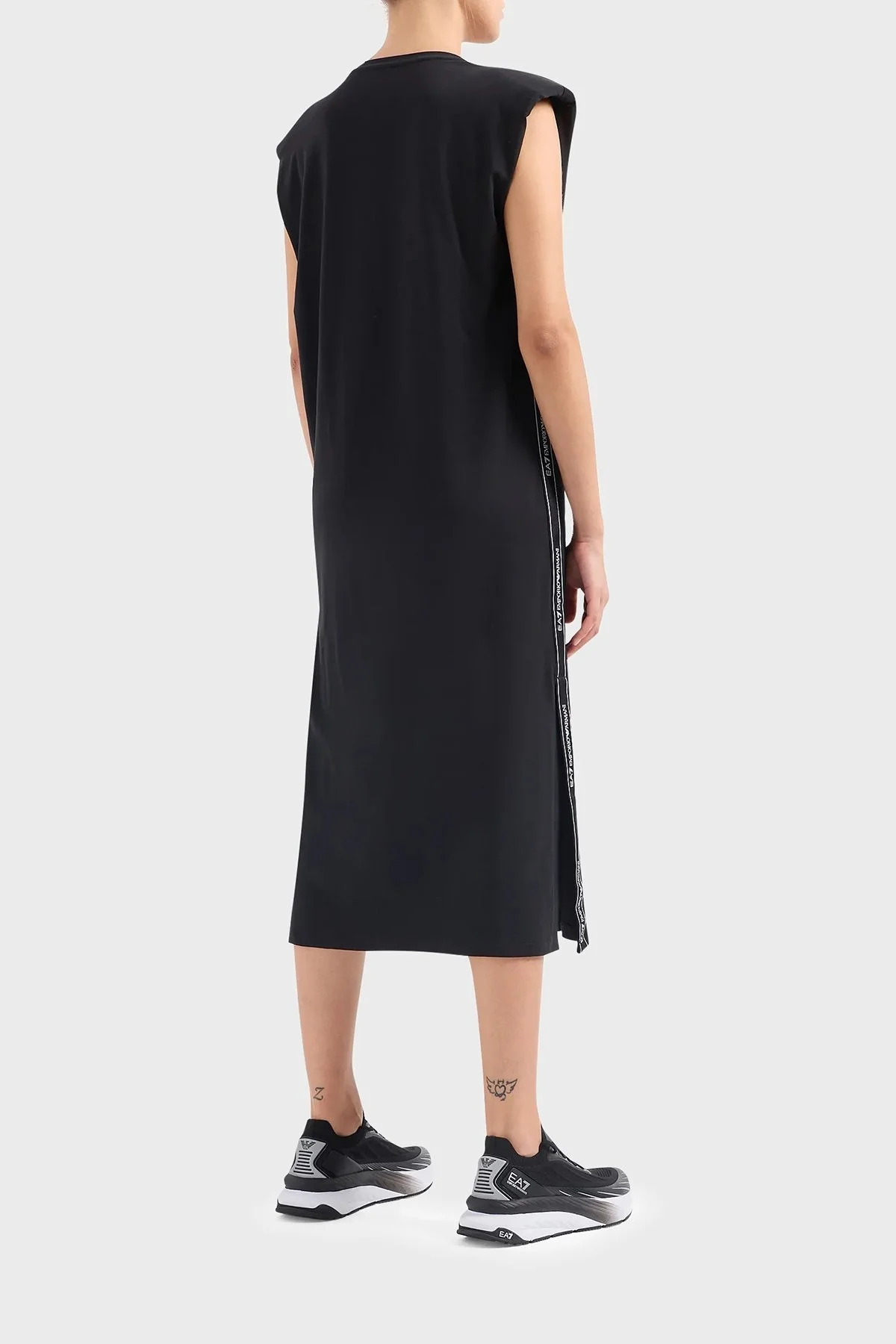 EA7 Organik Pamuklu Relaxed Fit Midi Bayan Elbise 3DTA61 TJ6SZ 1200 SİYAH - 2