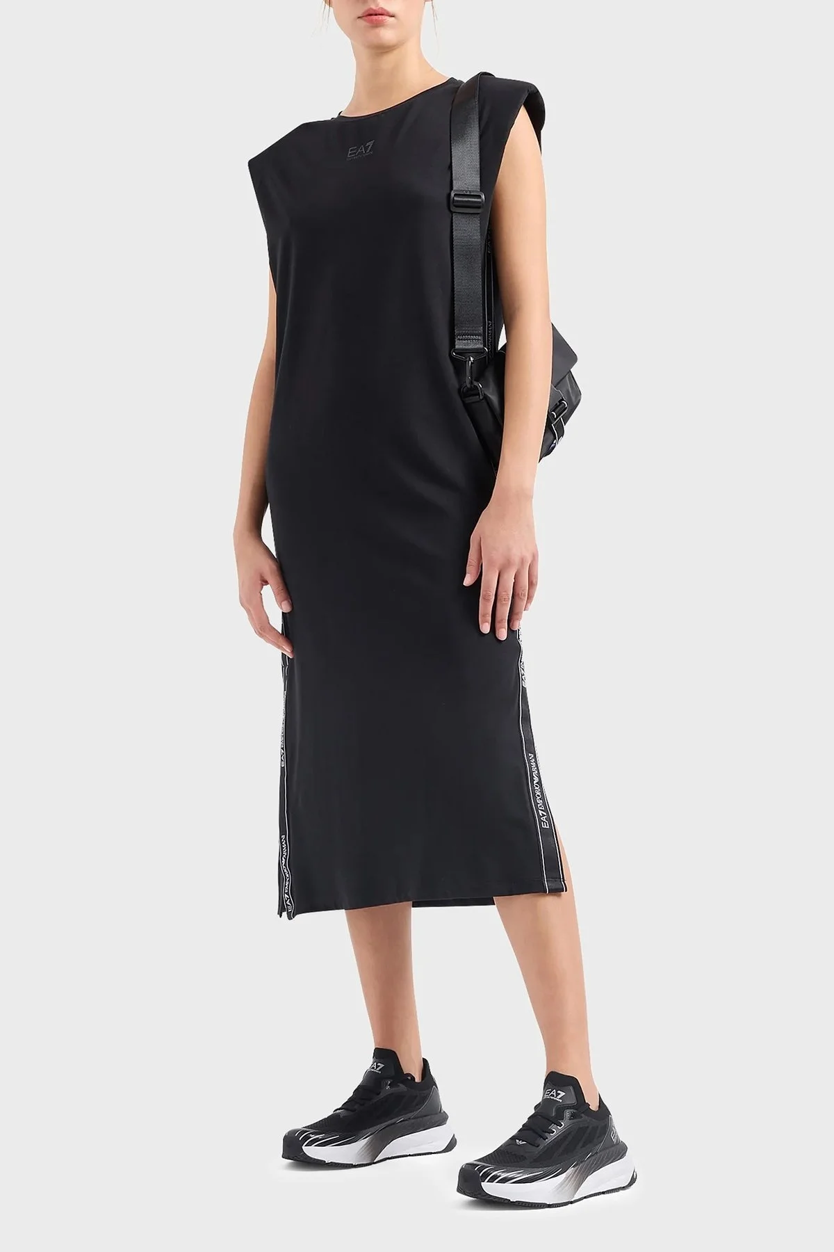 EA7 Organik Pamuklu Relaxed Fit Midi Bayan Elbise 3DTA61 TJ6SZ 1200 SİYAH - 3