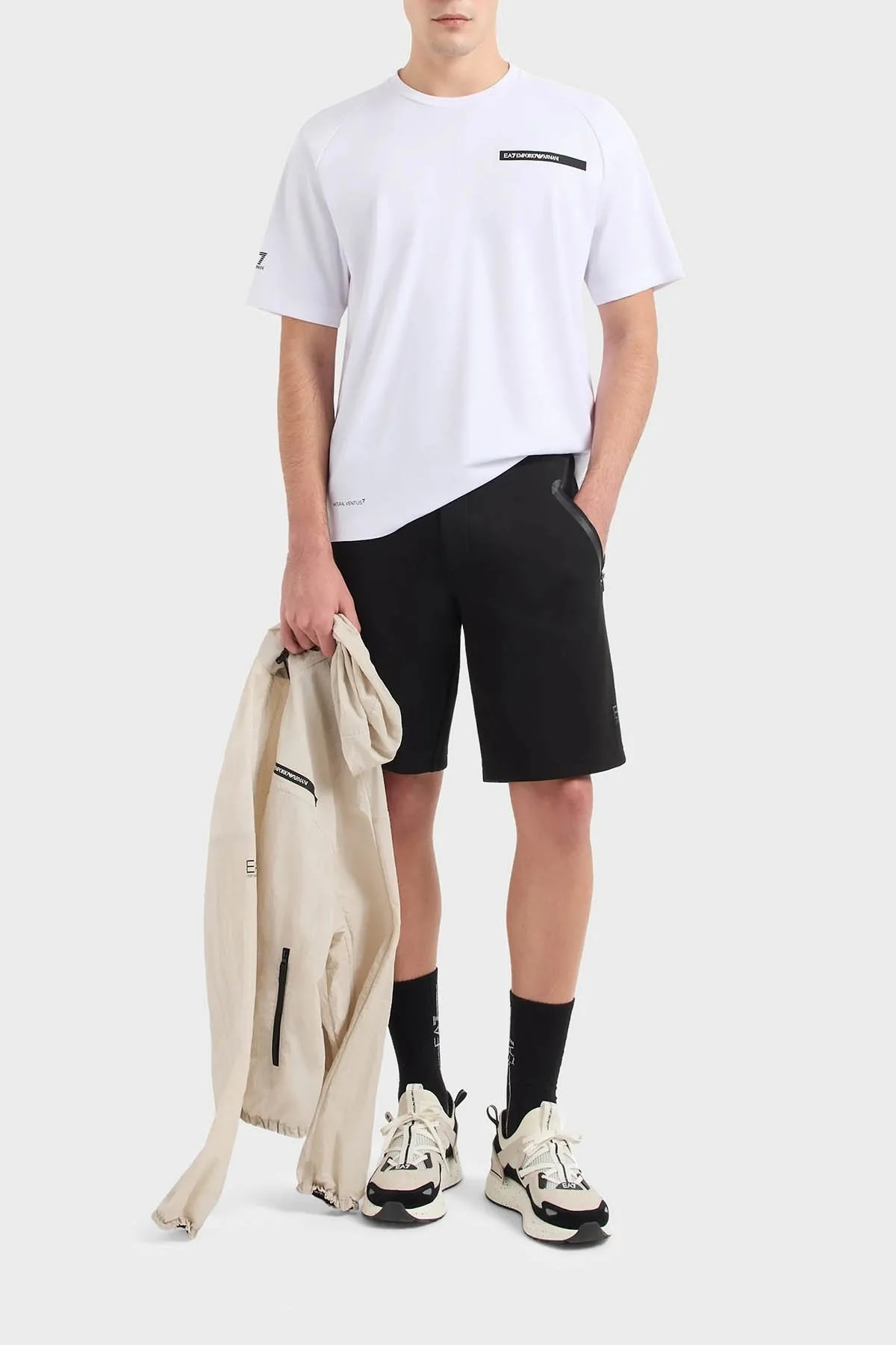 EA7 Oversize Fit Bisiklet Yaka Erkek T Shirt 3DPT11 PJUYZ 1100 BEYAZ - 7