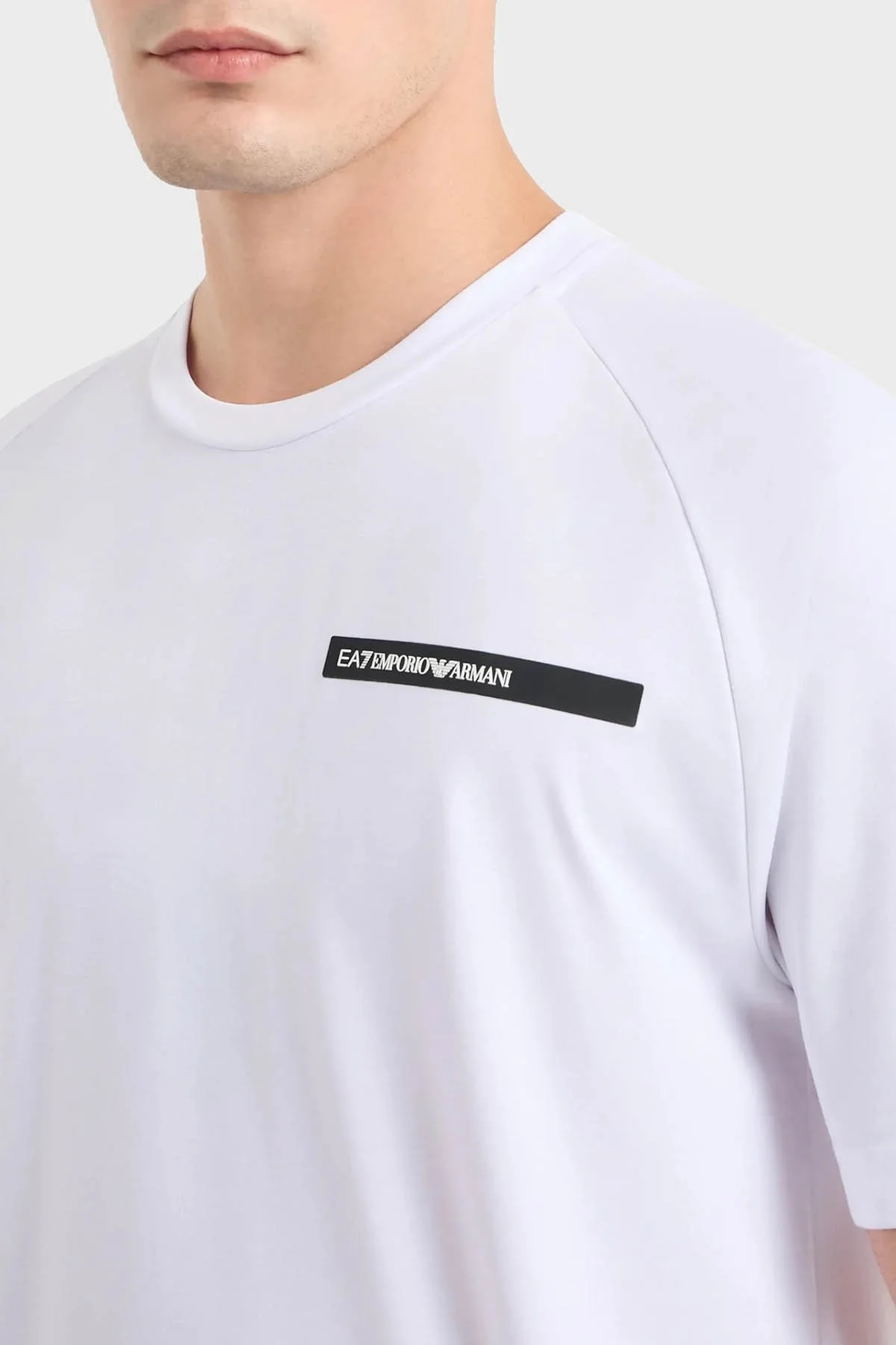 EA7 Oversize Fit Bisiklet Yaka Erkek T Shirt 3DPT11 PJUYZ 1100 BEYAZ - 9