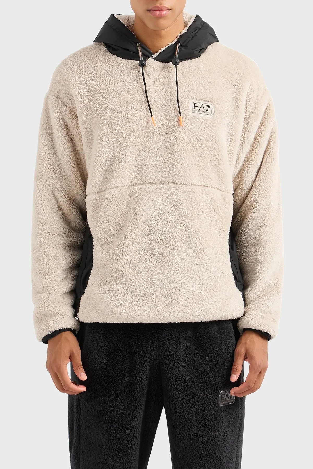EA7 Oversize Fit Kapüşonlu Sherpa Erkek Sweat 6RPM51 PJSFZ 1716 BEJ - 1