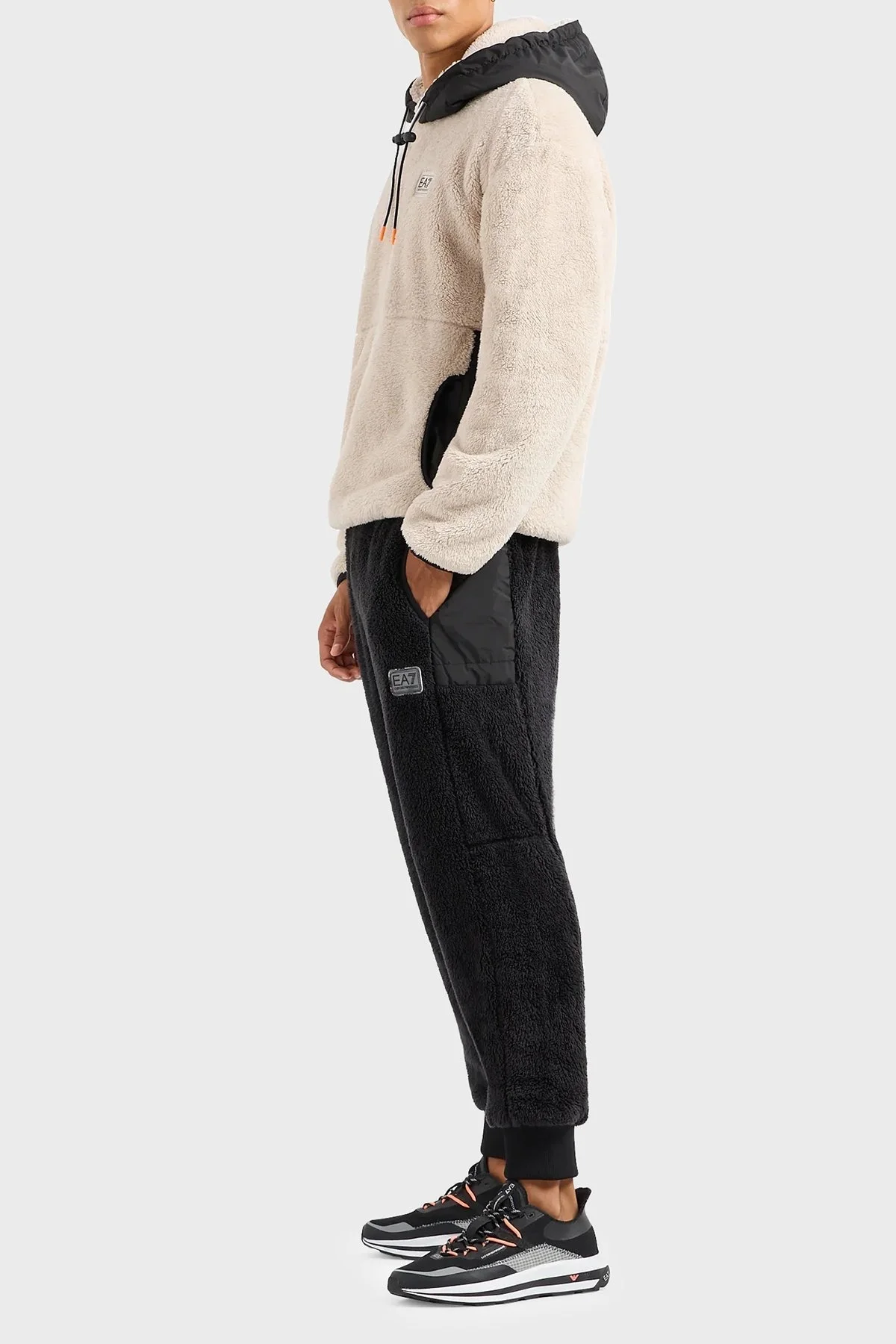 EA7 Oversize Fit Kapüşonlu Sherpa Erkek Sweat 6RPM51 PJSFZ 1716 BEJ - 2