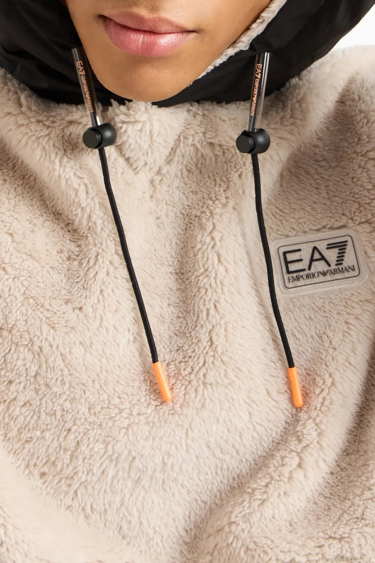 EA7 Oversize Fit Kapüşonlu Sherpa Erkek Sweat 6RPM51 PJSFZ 1716 BEJ - 3