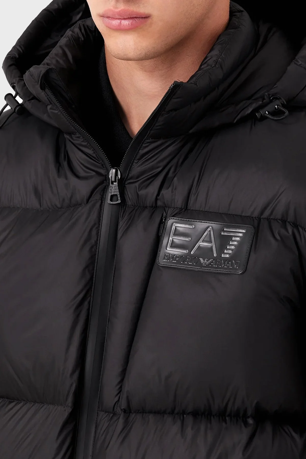 EA7 Oversize Su Geçirmez Kuş Tüyü Dolgulu Kapüşonlu Erkek Mont 6RPB31 PN2MZ 1200 SİYAH - 3