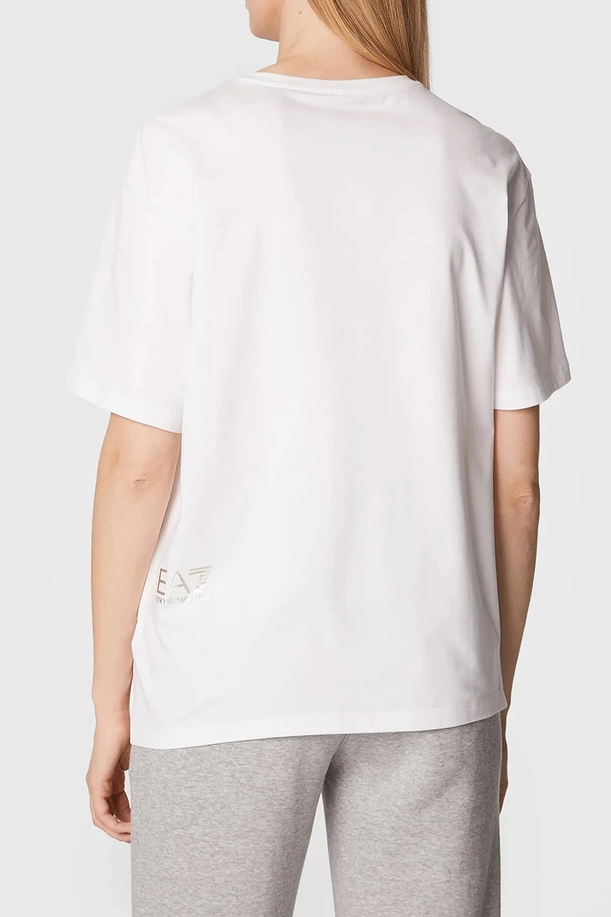 EA7 Pamuk Karışımlı Bisiklet Yaka Regular Fit Bayan T Shirt 6LTT09 TJGCZ 0100 BEYAZ - 2