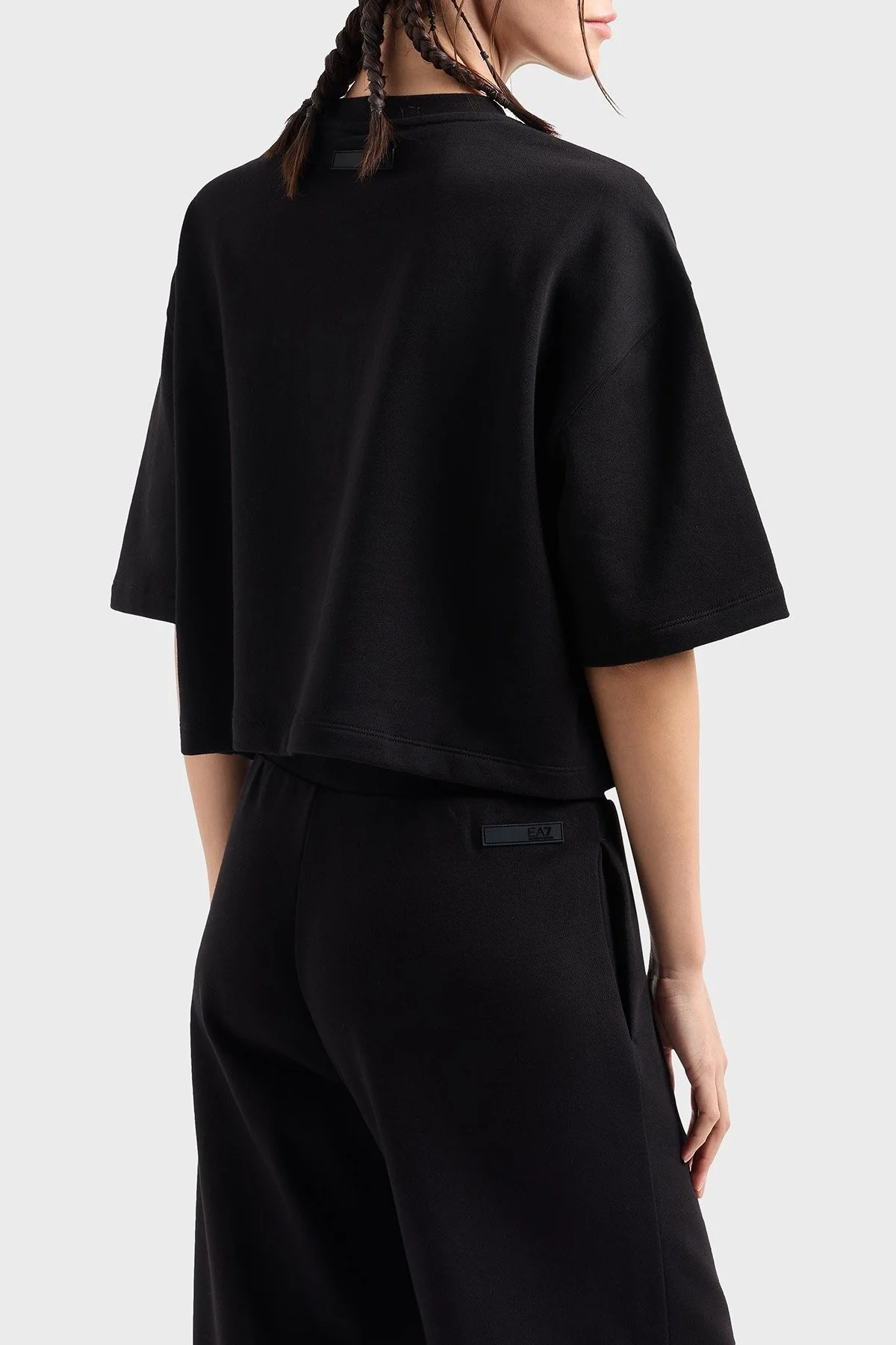 EA7 Pamuk Karışımlı Regular Fit Bisiklet Yaka Bayan T Shirt 7W000177 AF12473 UC001 SİYAH - 3