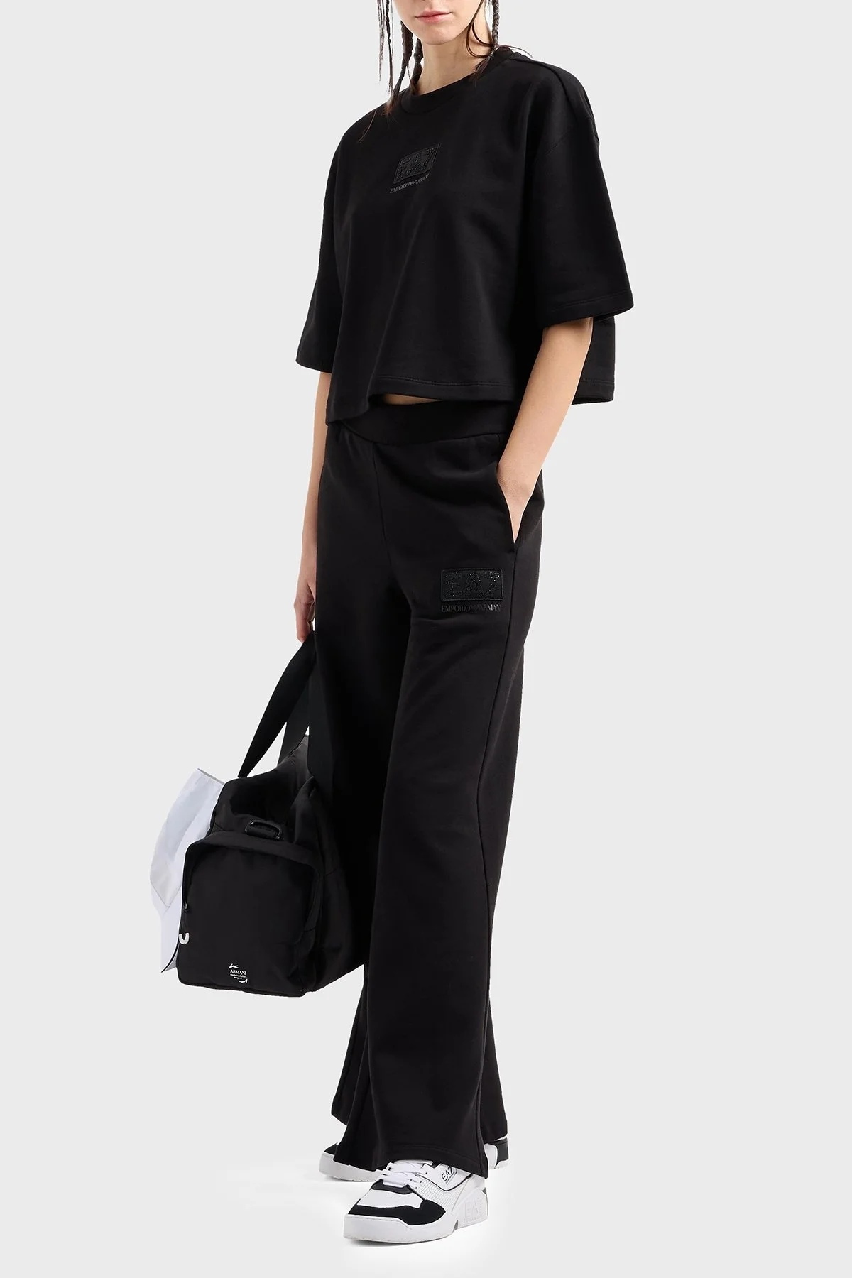 EA7 Pamuk Karışımlı Regular Fit Bisiklet Yaka Bayan T Shirt 7W000177 AF12473 UC001 SİYAH - 4