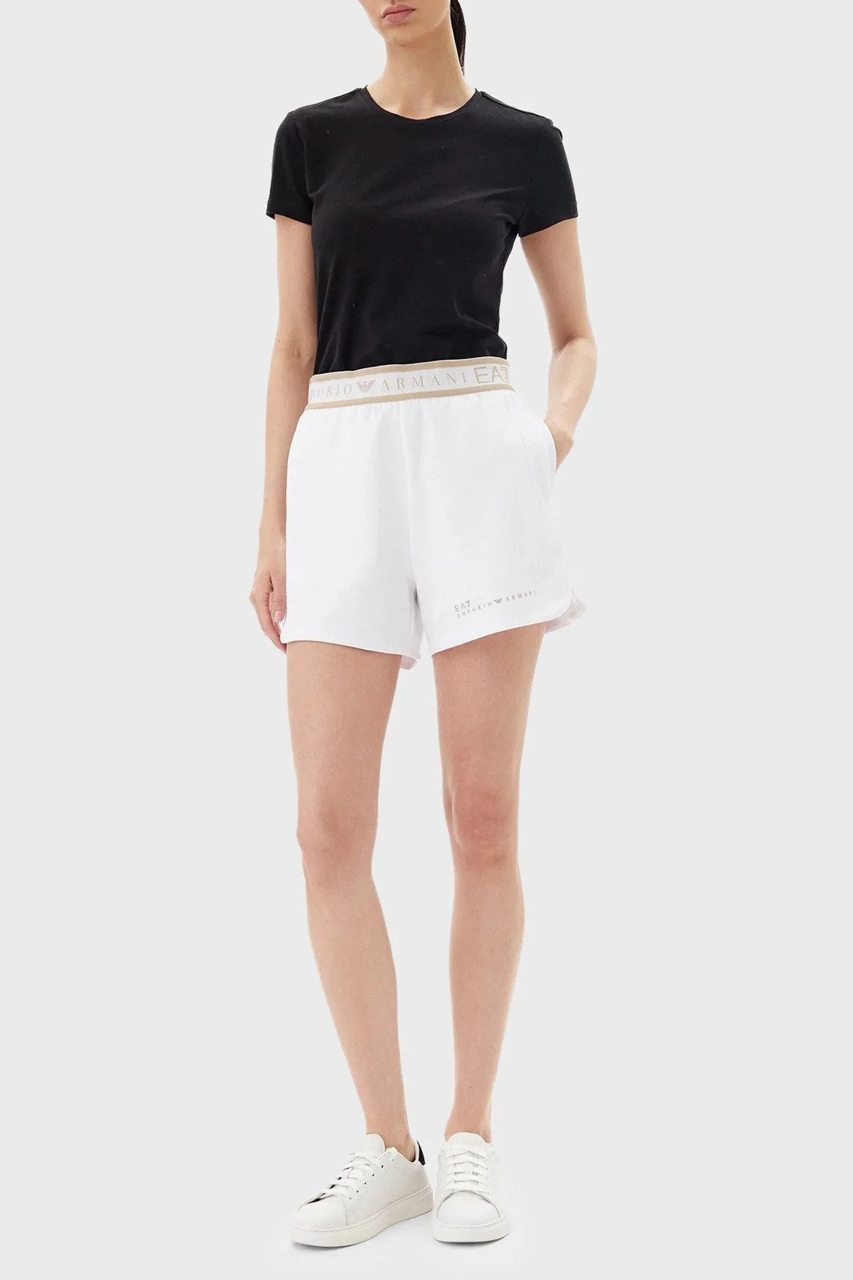 EA7 Pamuk Karışımlı Regular Fit Logolu Kadın Short 7W000280 AF12501 U0002 BEYAZ - 2
