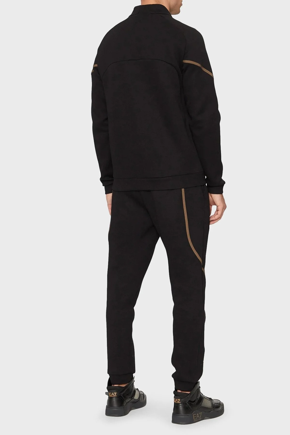 EA7 Pamuk Karışımlı Regular Fit Logolu Erkek Eşofman Takımı 6DPV62 PJODZ 1200 SİYAH - 2