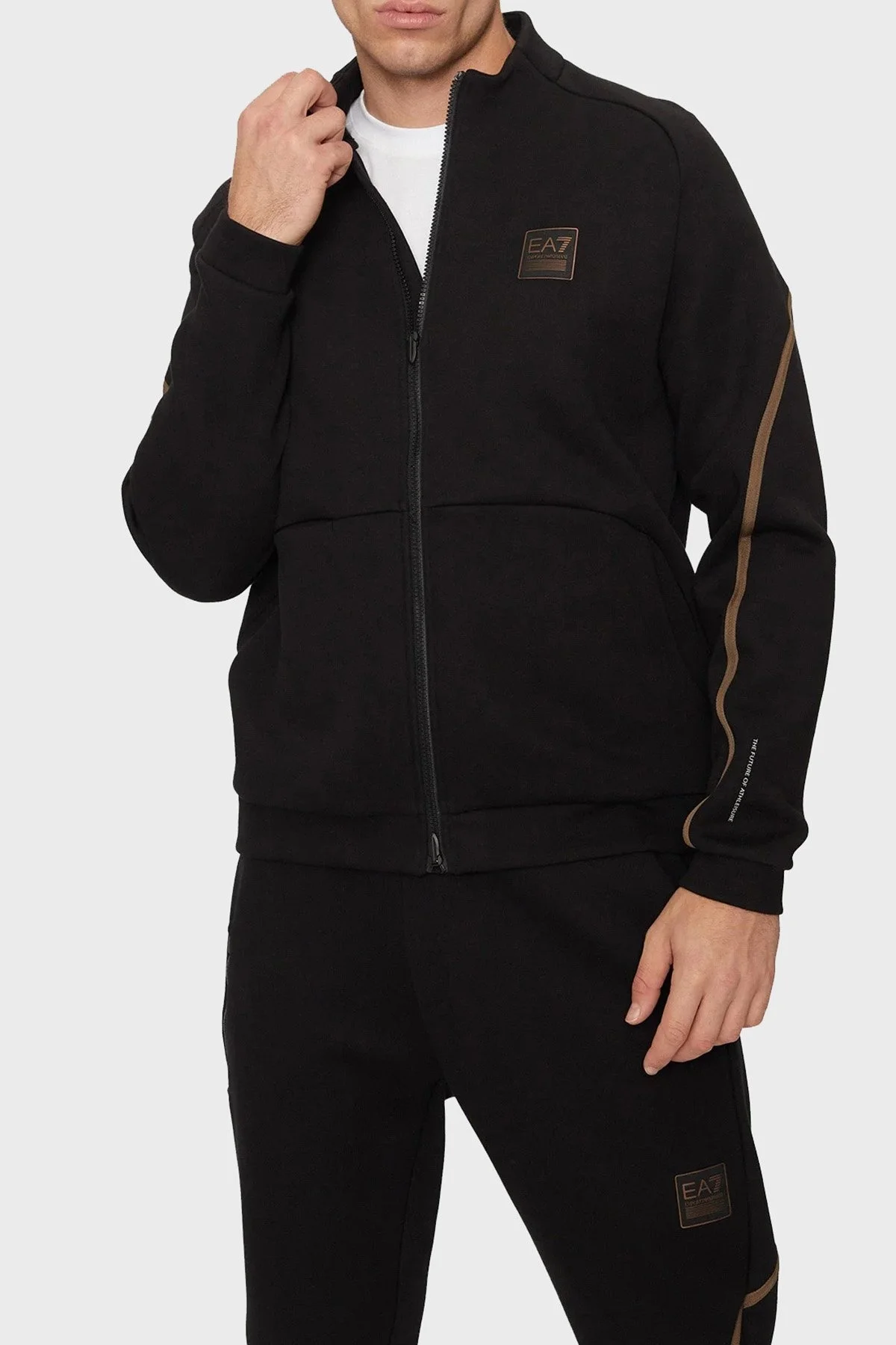 EA7 Pamuk Karışımlı Regular Fit Logolu Erkek Eşofman Takımı 6DPV62 PJODZ 1200 SİYAH - 3