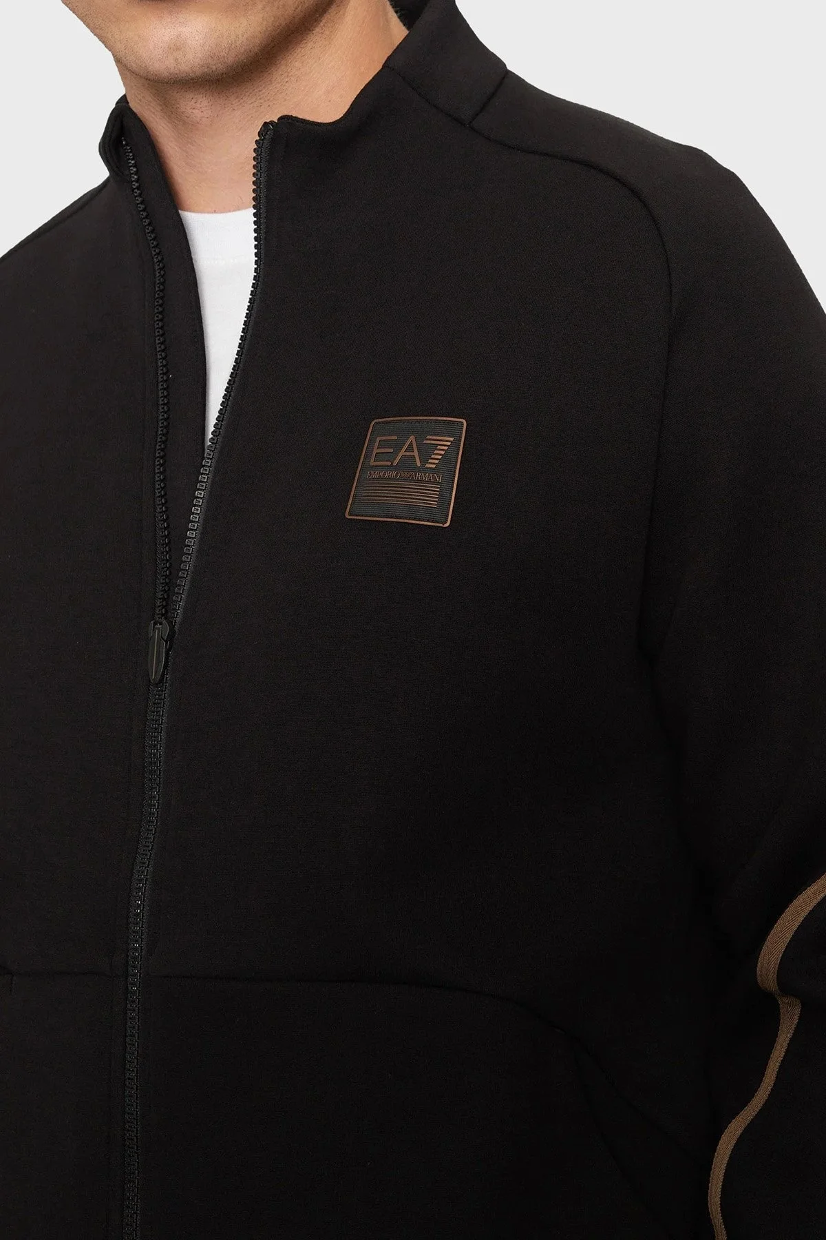 EA7 Pamuk Karışımlı Regular Fit Logolu Erkek Eşofman Takımı 6DPV62 PJODZ 1200 SİYAH - 5