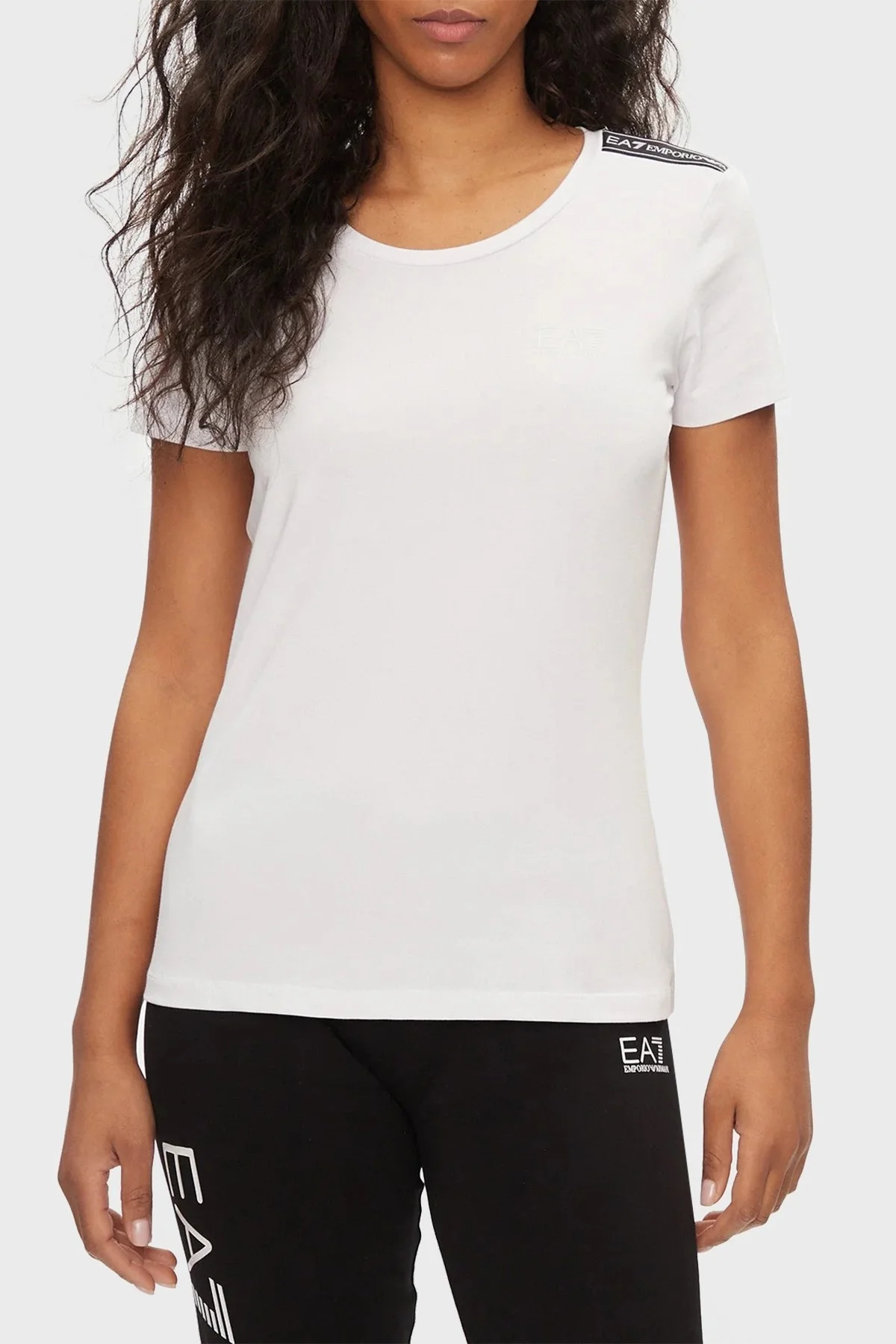 EA7 Pamuk Karışımlı Slim Fit Bayan T Shirt 3DTT44 TJ6SZ 1100 BEYAZ - 1