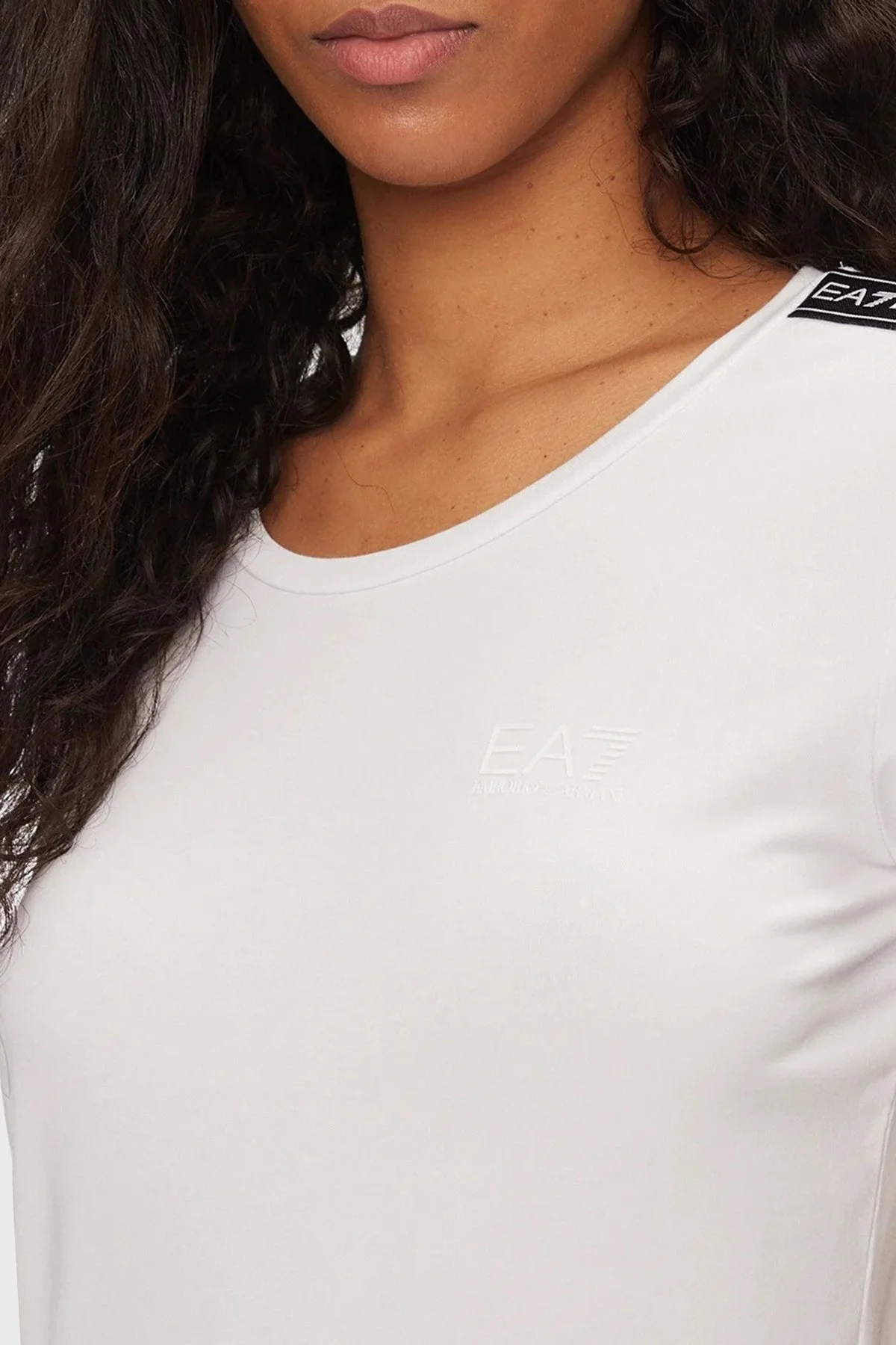 EA7 Pamuk Karışımlı Slim Fit Bayan T Shirt 3DTT44 TJ6SZ 1100 BEYAZ - 5