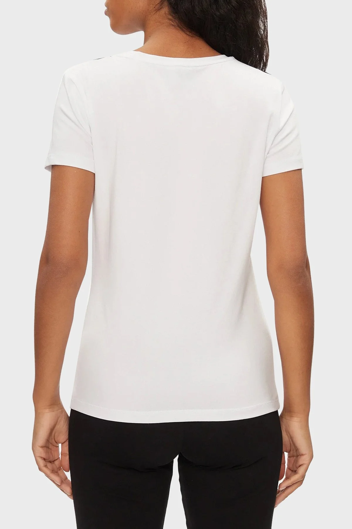EA7 Pamuk Karışımlı Slim Fit Kadın T Shirt 3DTT44 TJ6SZ 1100 BEYAZ - 4