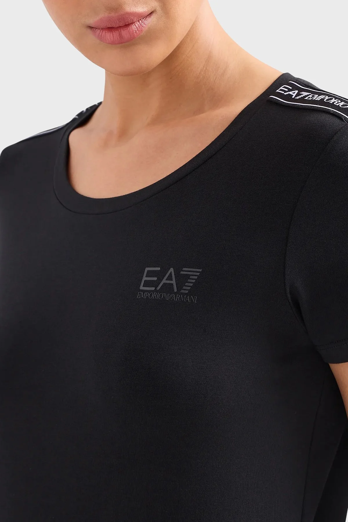 EA7 Pamuk Karışımlı Slim Fit Kadın T Shirt 3DTT44 TJ6SZ 1200 SİYAH - 2