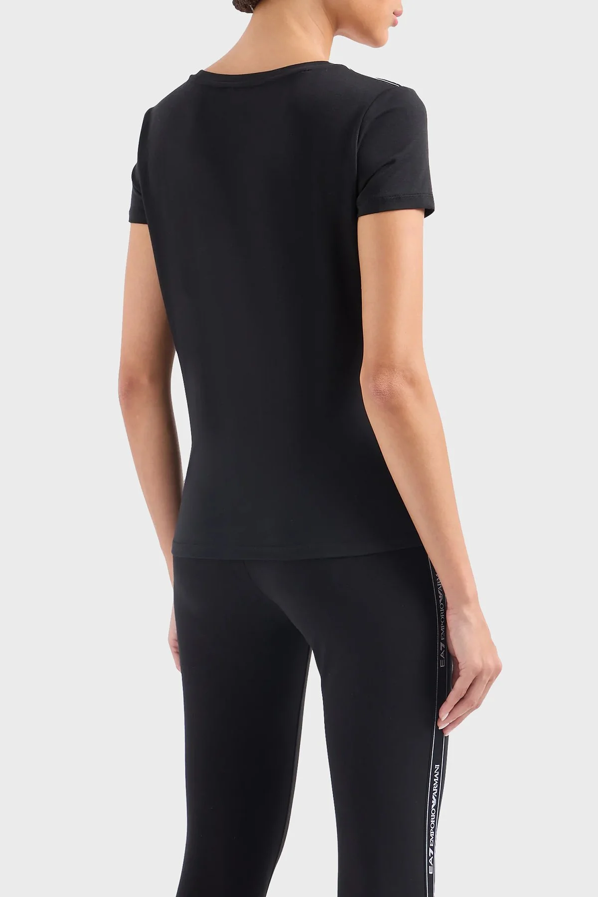 EA7 Pamuk Karışımlı Slim Fit Kadın T Shirt 3DTT44 TJ6SZ 1200 SİYAH - 3