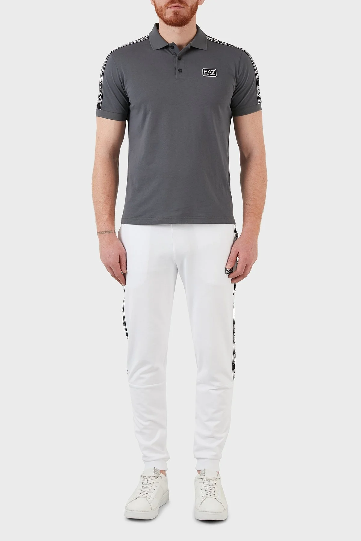 EA7 Pamuklu Cepli Regular Fit Jogger Spor Erkek Pantolon 3LPP67 PJ05Z 0100 BEYAZ - 1