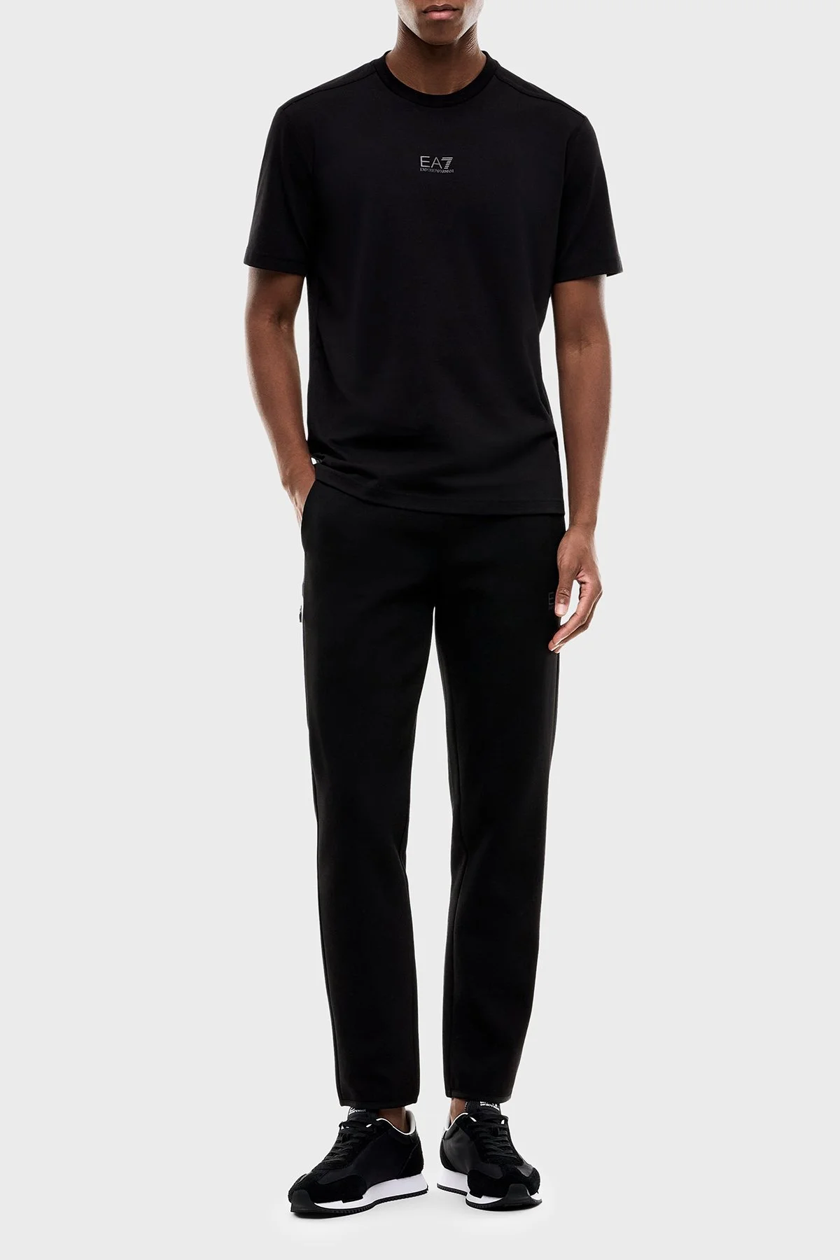 EA7 Pamuklu Jarse Slim Fit Normal Bel Jogger Erkek Pantolon 7M002518 AF20845 UC001 Siyah - 2