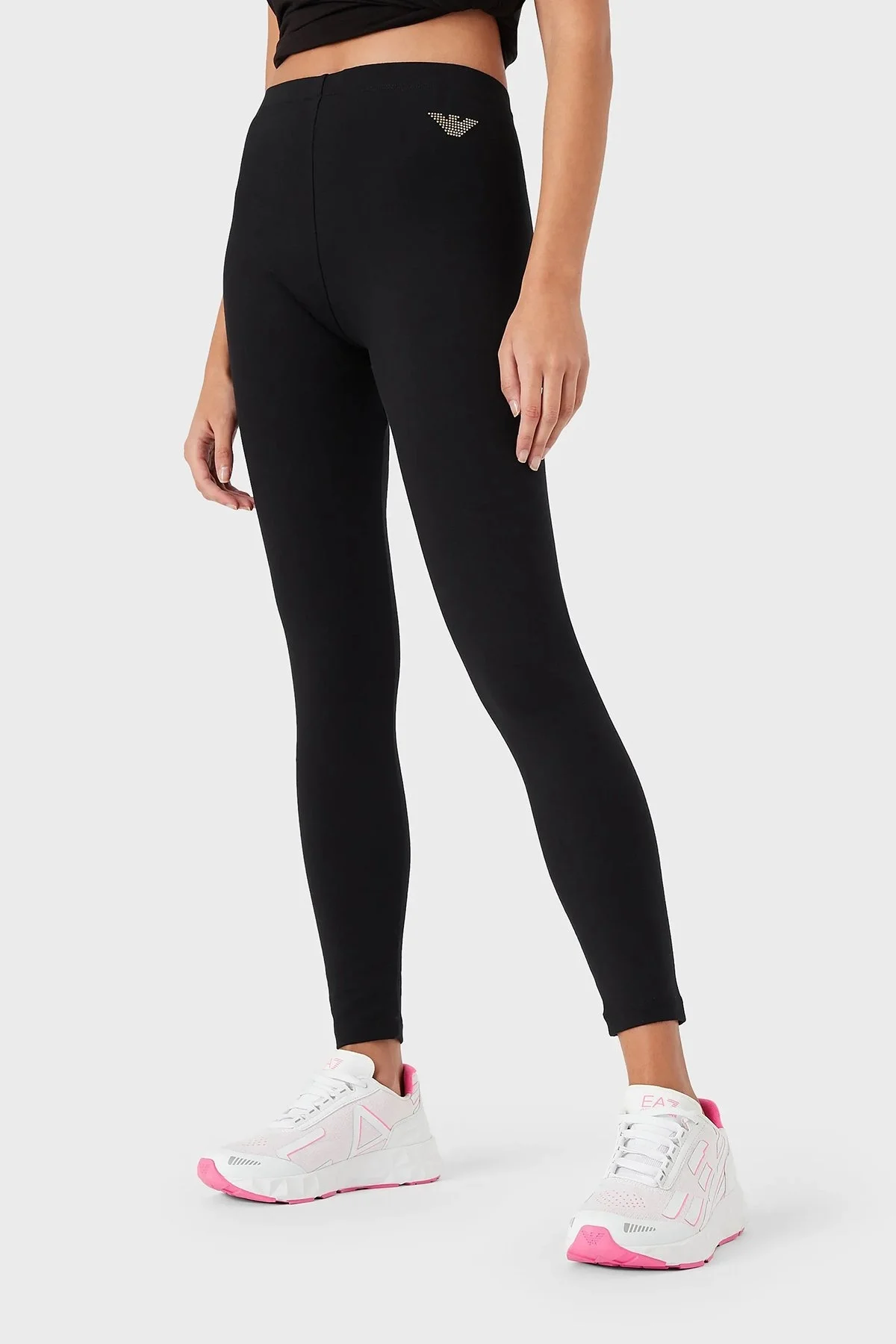 EA7 Pamuklu Logolu Esnek Yüksek Bel Bayan Tayt 8NTP82 TJ01Z 1200 SİYAH - 1