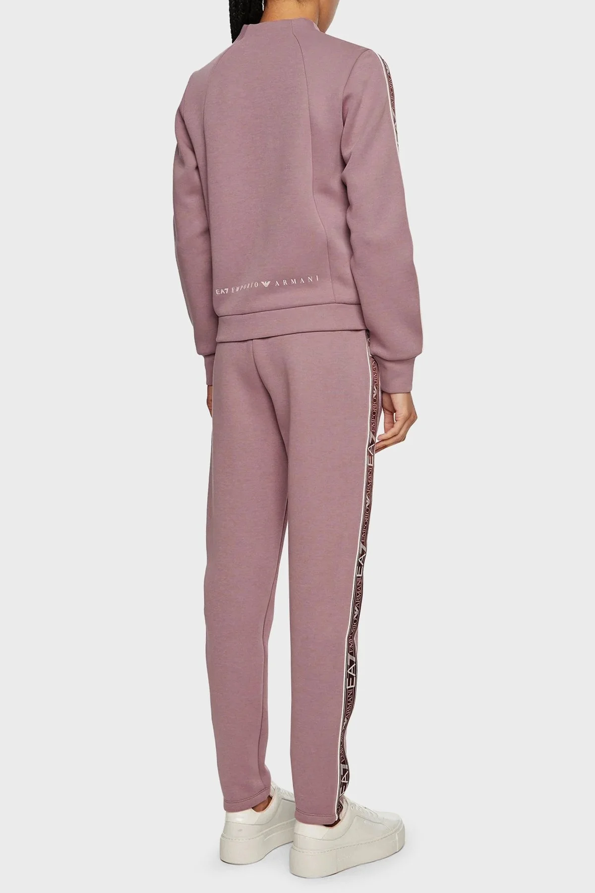 EA7 Pamuklu Logolu Regular Fit Yüksek Bel Düz Paça Sıfır Yaka Fermuarlı Bayan Eşofman Takımı 6DTV51 TJUXZ 1341 LİLA - 2