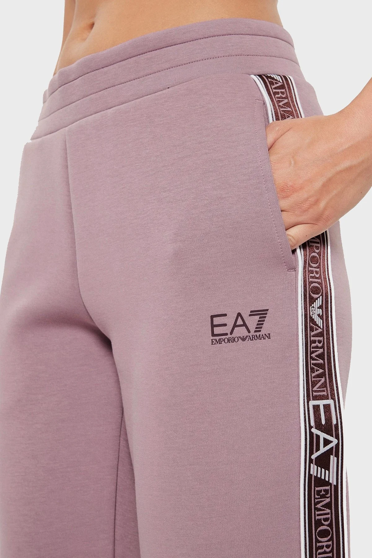 EA7 Pamuklu Logolu Regular Fit Yüksek Bel Lastikli Paça Jogger Spor Kadın Pantolon 6DTP81 TJUXZ 1341 LİLA - 4