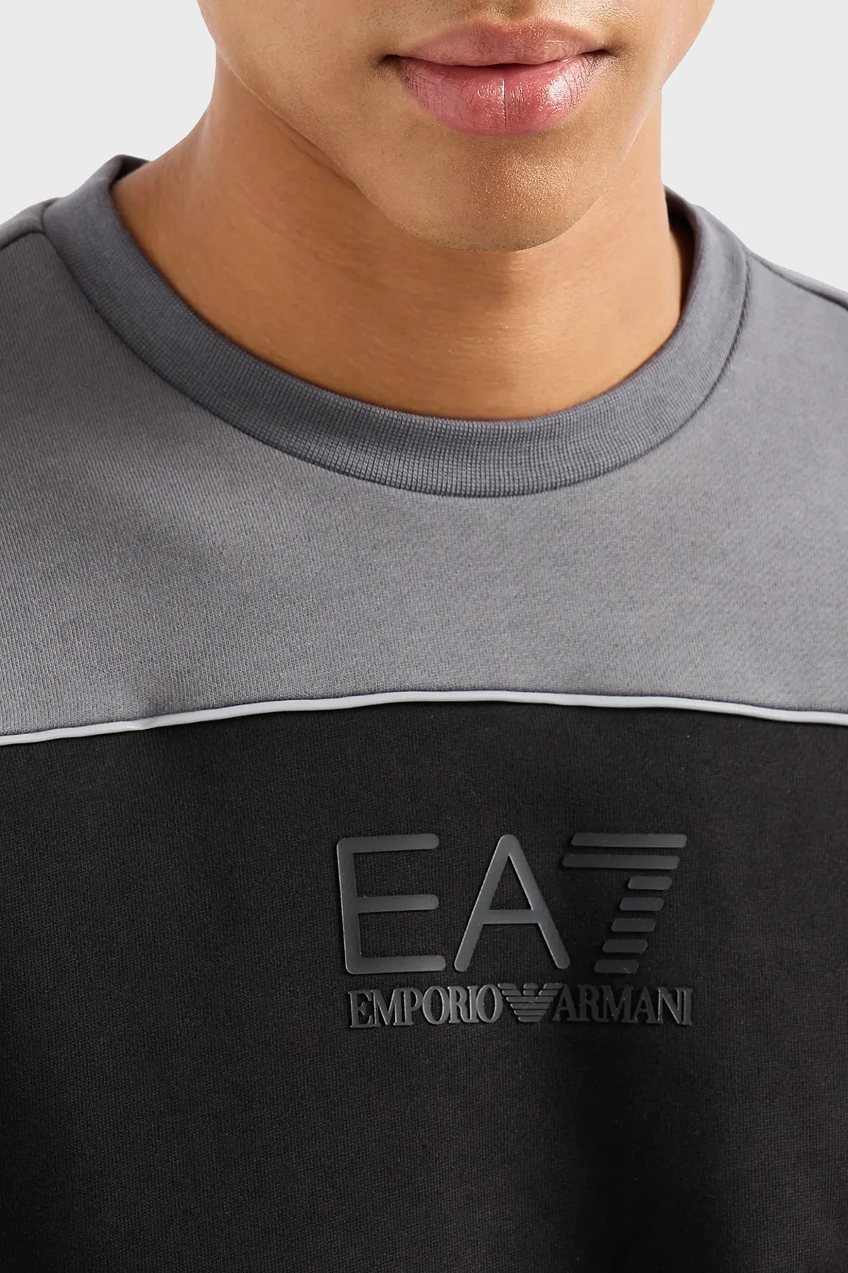 EA7 Pamuklu Oversize Fit Bisiklet Yaka Erkek Sweat 6RPM29 PJ07Z 1200 SİYAH - 2